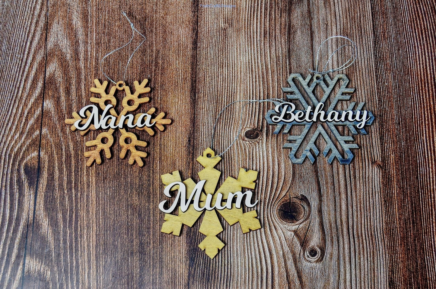 Personalised wooden tree baubles, custom christmas baubles,