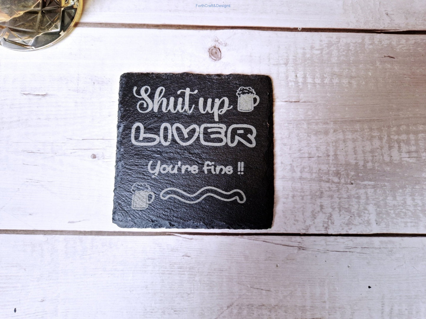Slate bar coasters, funny drinking quotes