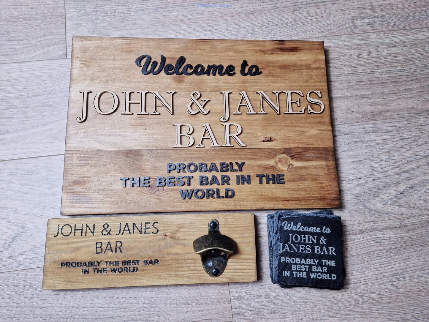 Wooden custom bar sign