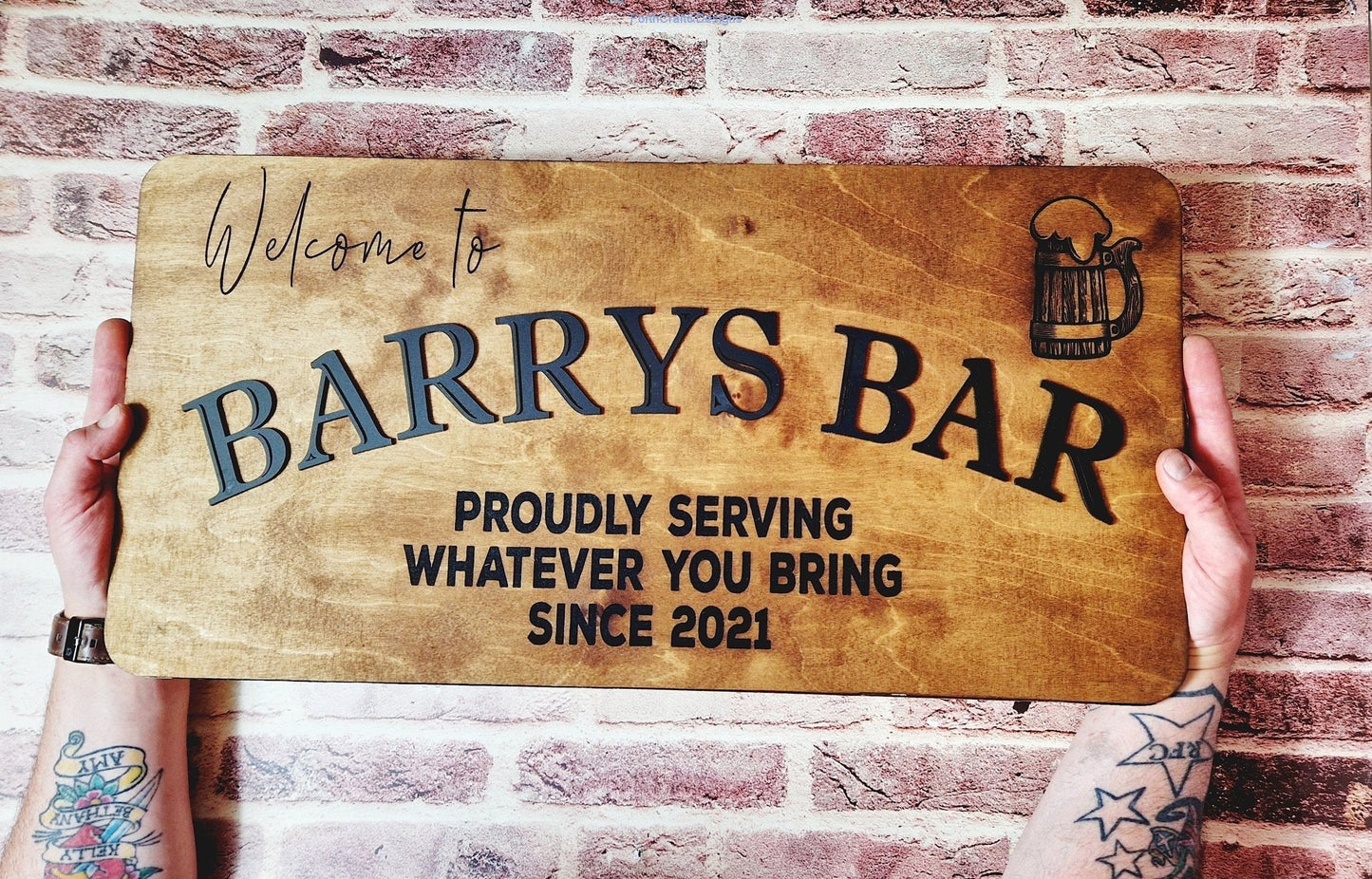 Wooden custom bar sign