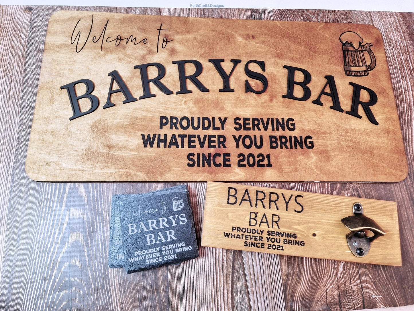 Wooden custom bar sign