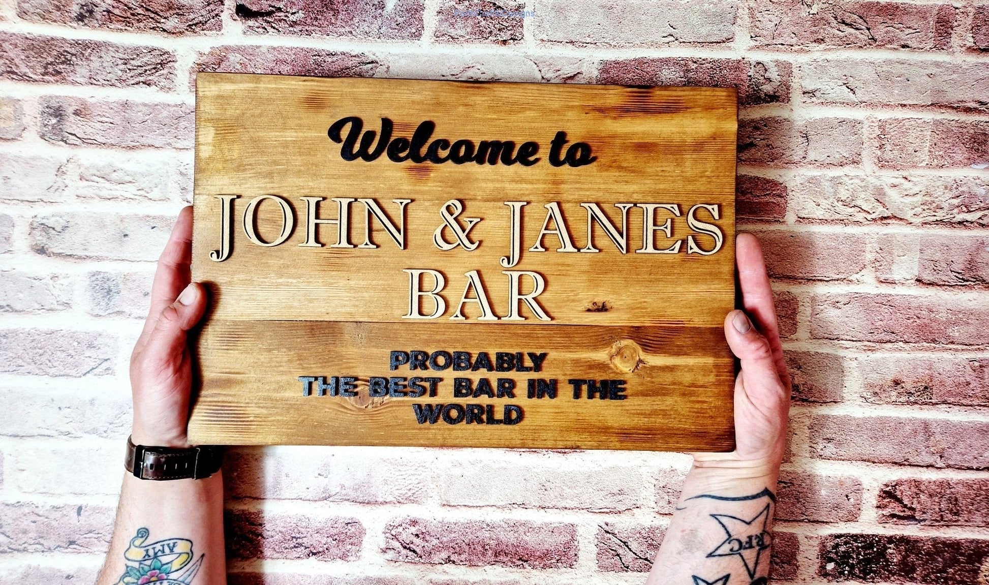 Wooden custom bar sign