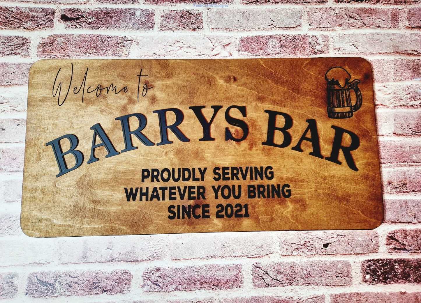 Wooden custom bar sign