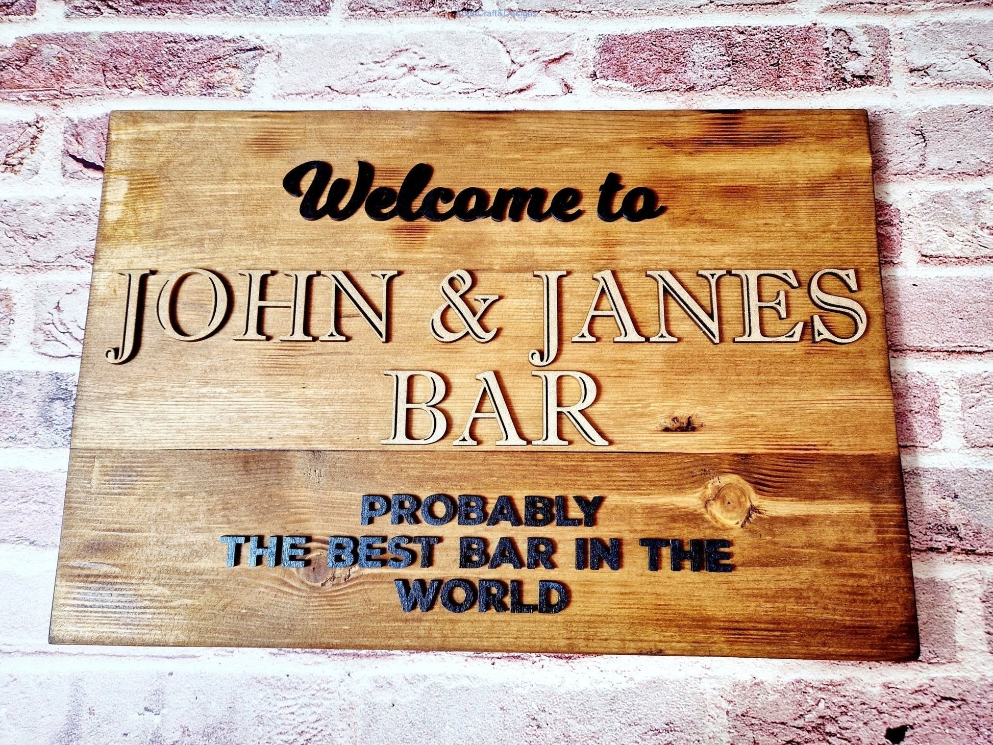 Wooden custom bar sign