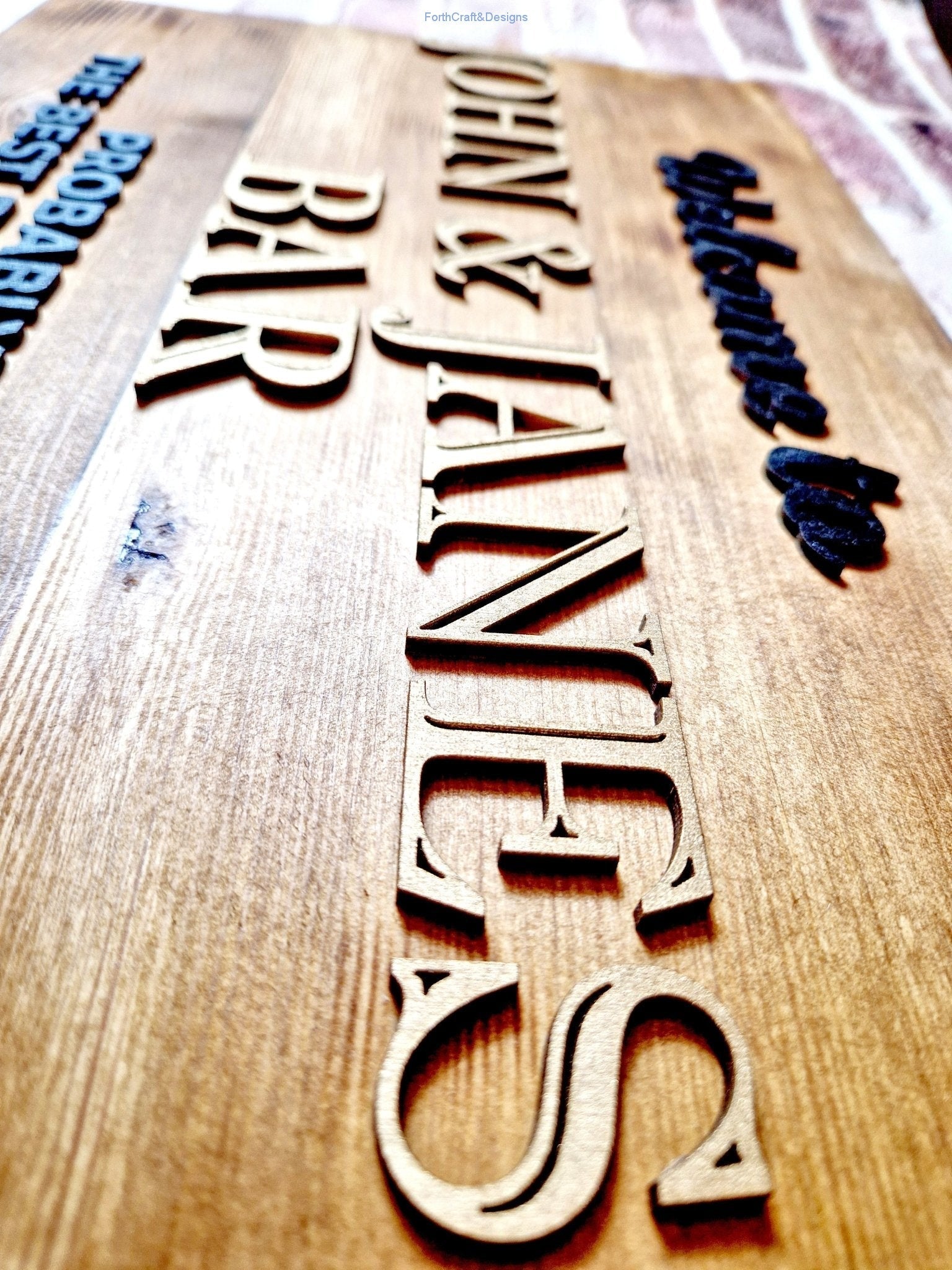 Wooden custom bar sign