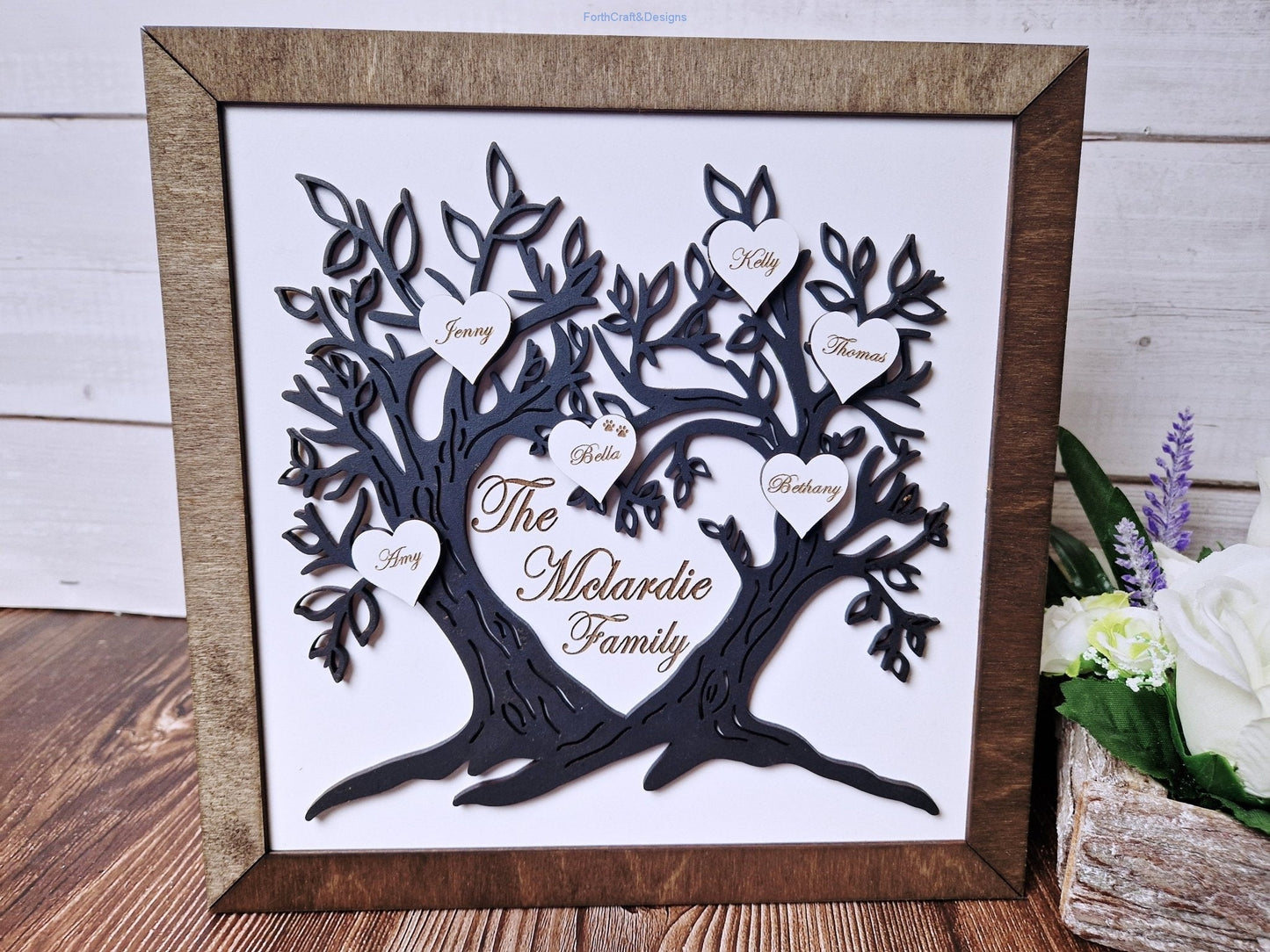 Wooden Family tree sign