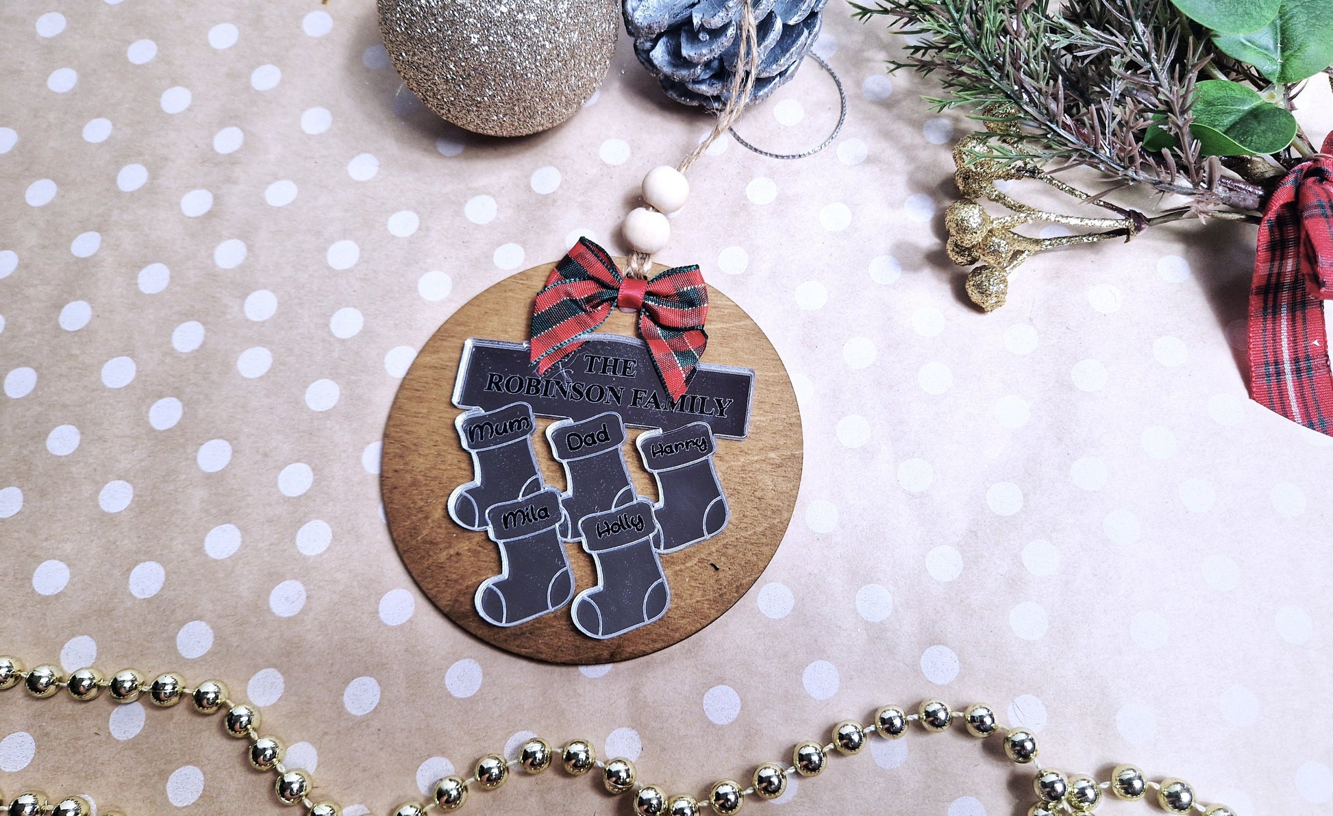 Personalised family tree bauble