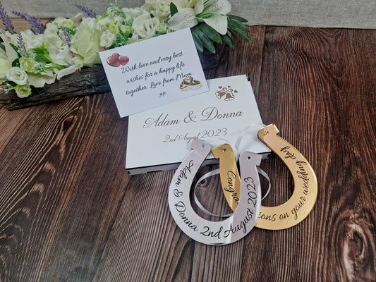 Personalised acrylic wedding double horse shoe