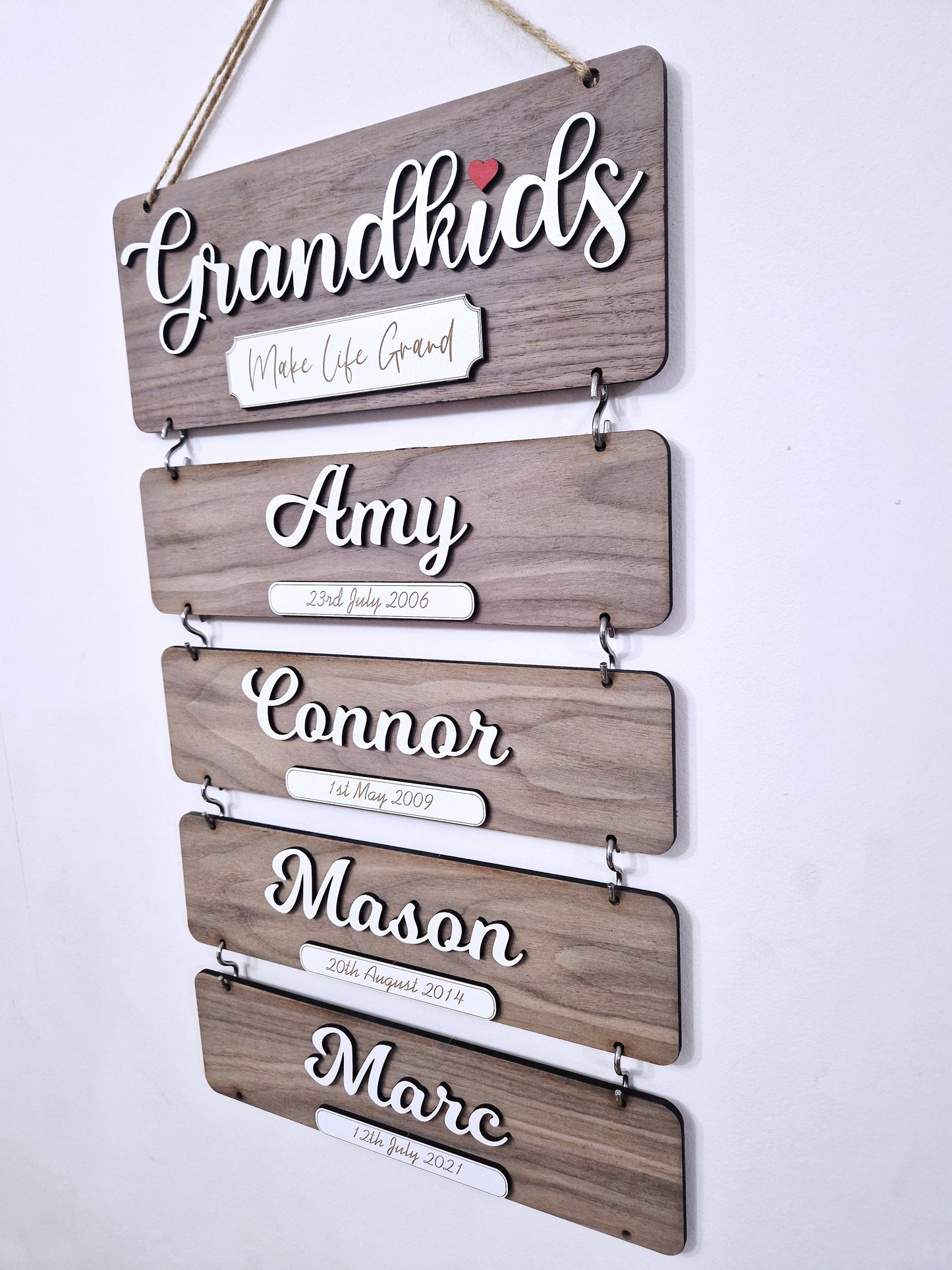 Grandchildren's wooden birthday reminder