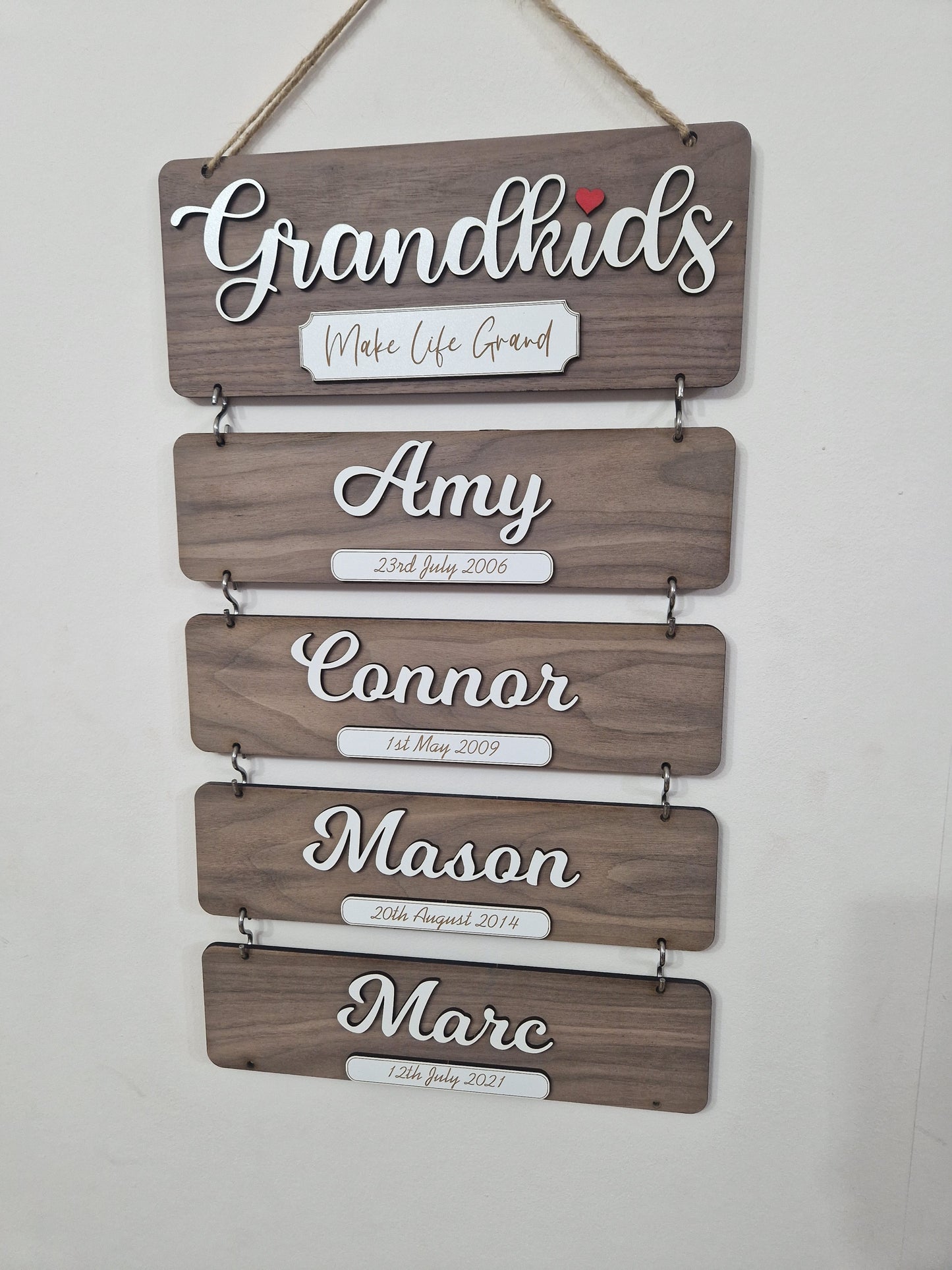 Grandchildren's wooden birthday reminder
