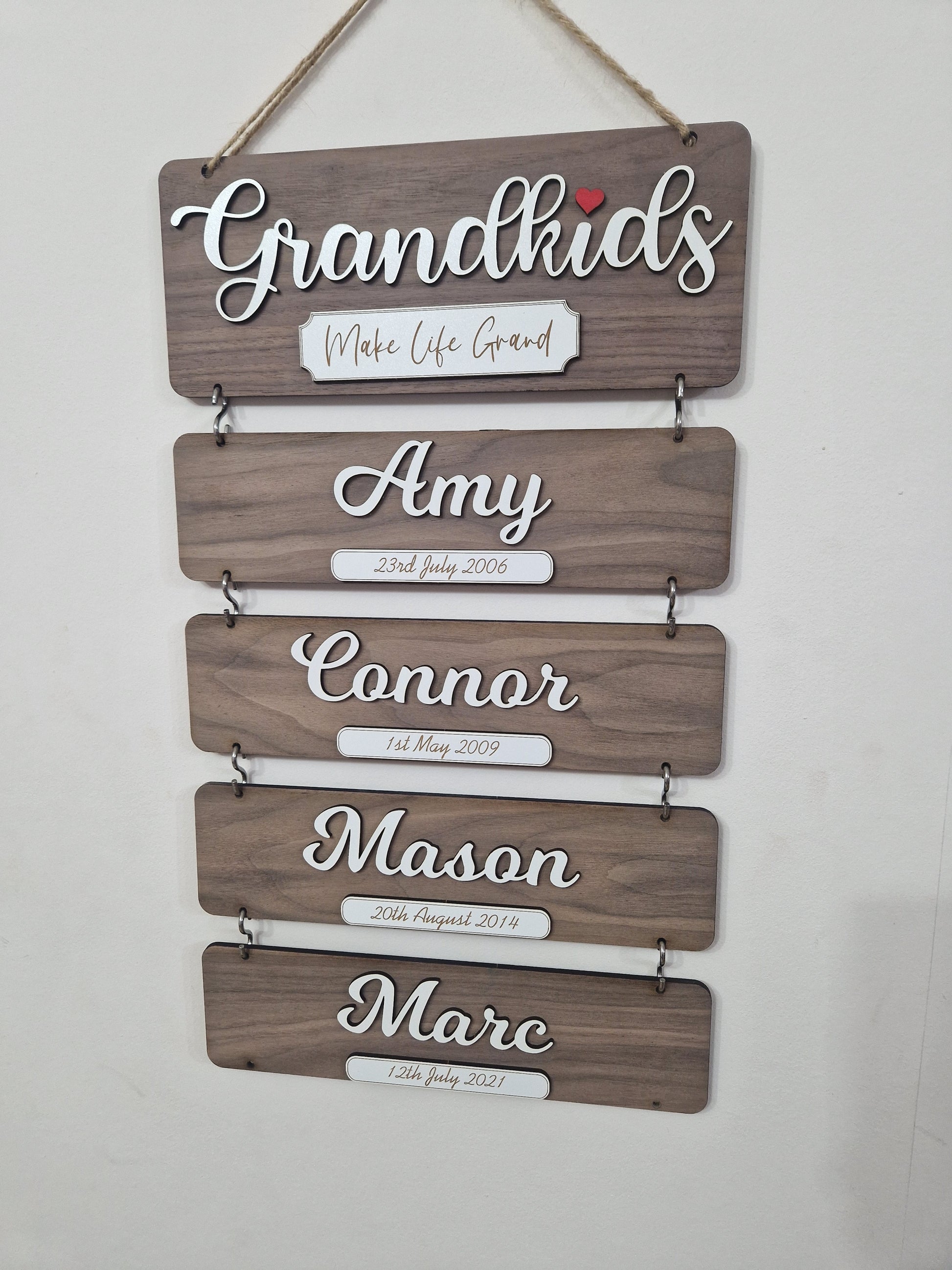 Grandchildren's wooden birthday reminder