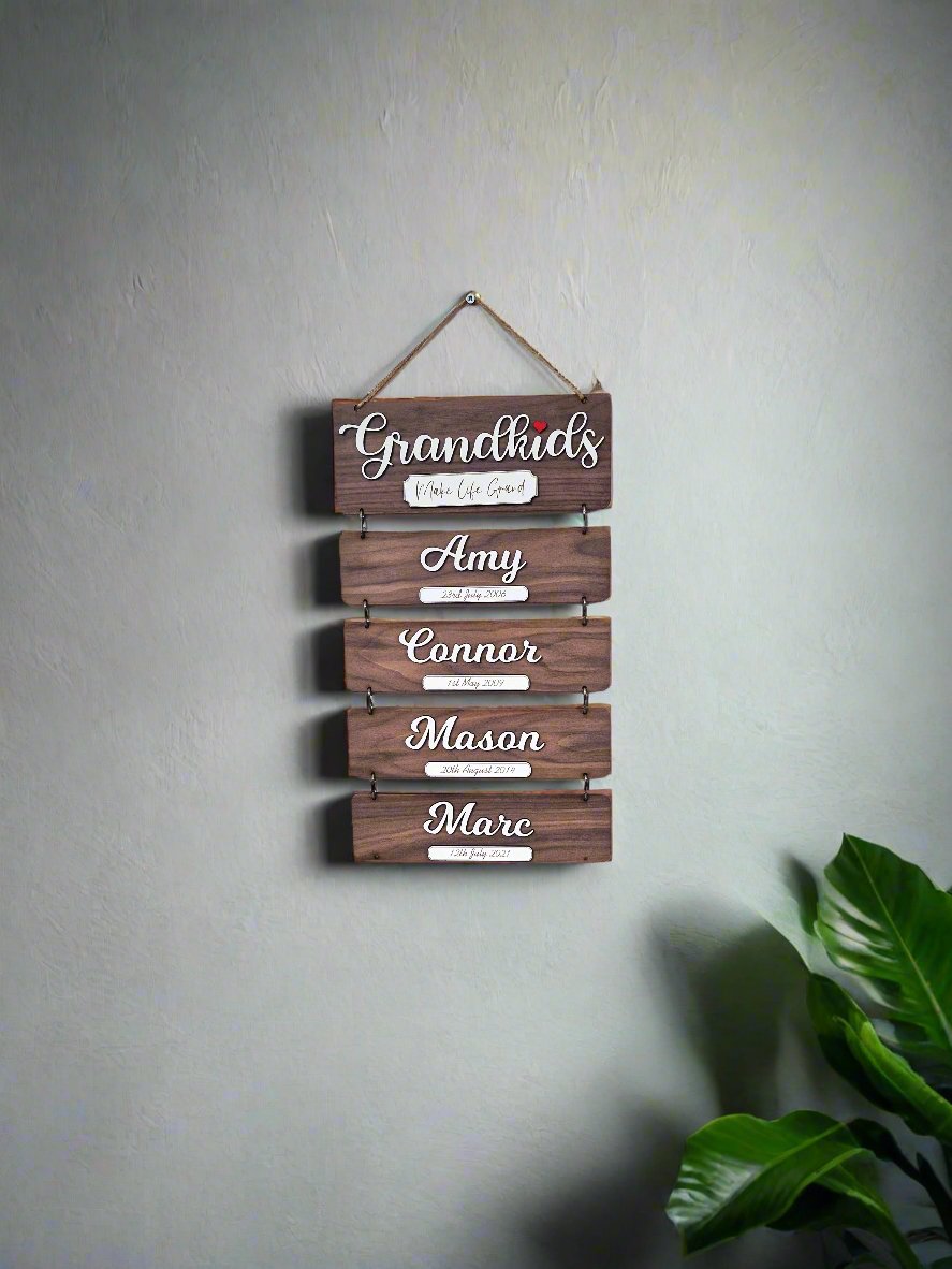 Grandchildren's wooden birthday reminder