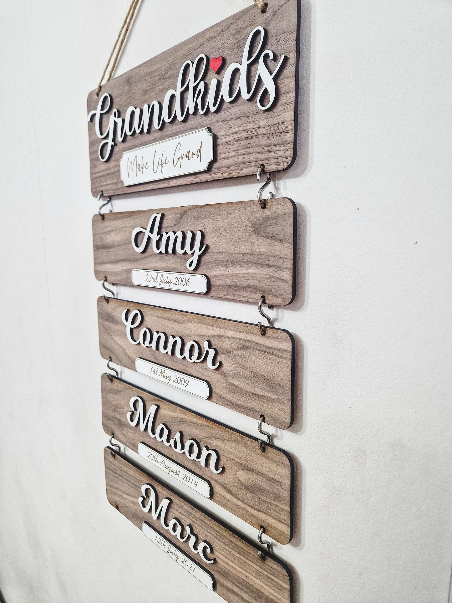 Grandchildren's wooden birthday reminder