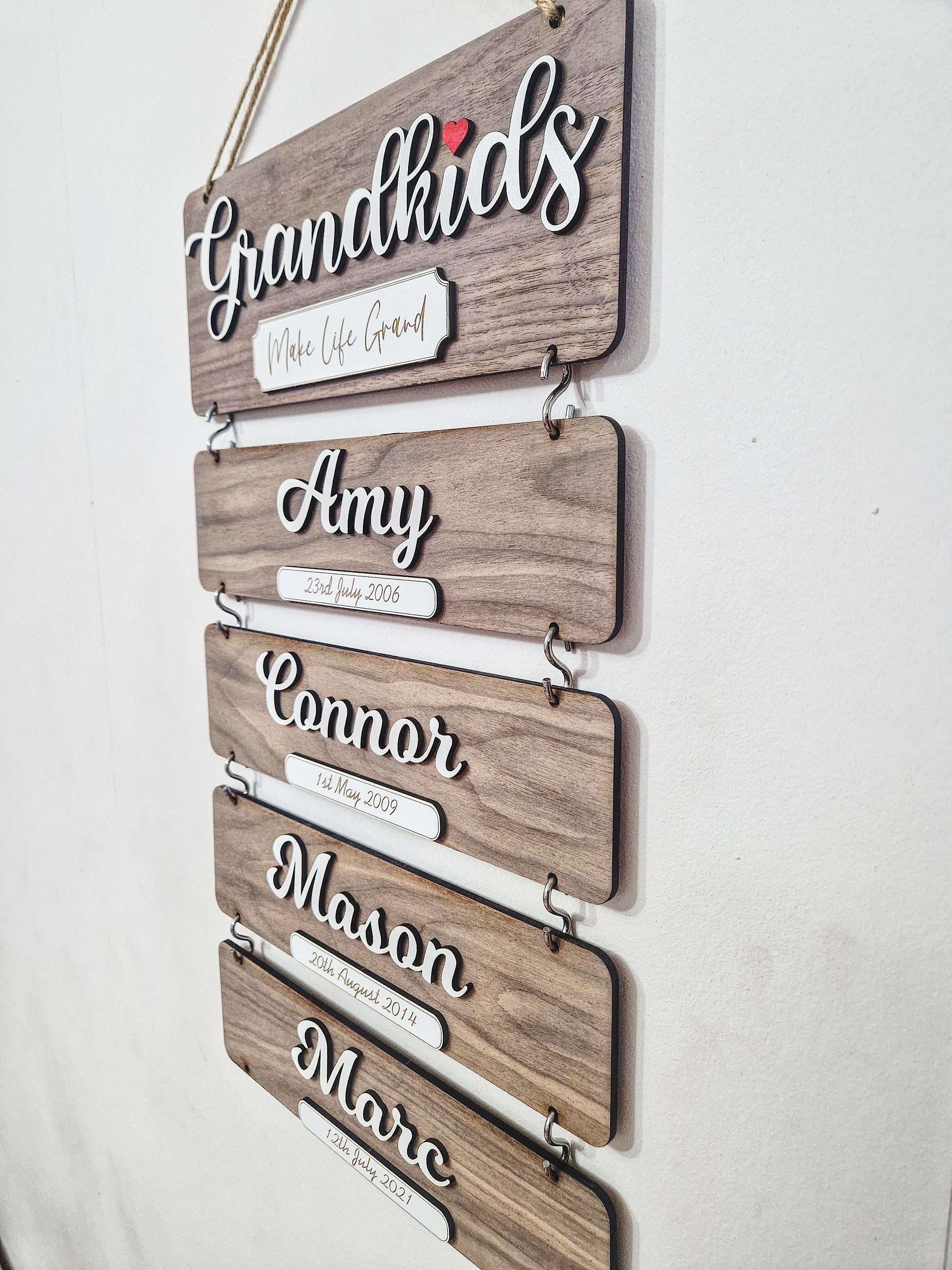 Grandchildren's wooden birthday reminder