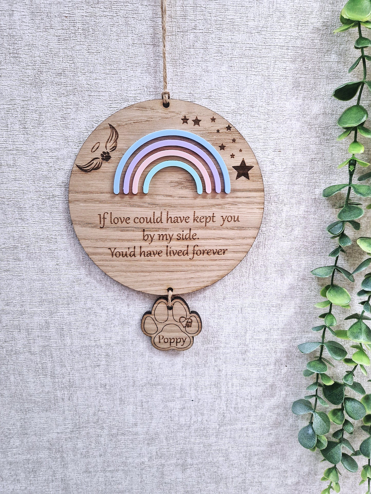 Personalised Rainbow pet memorial