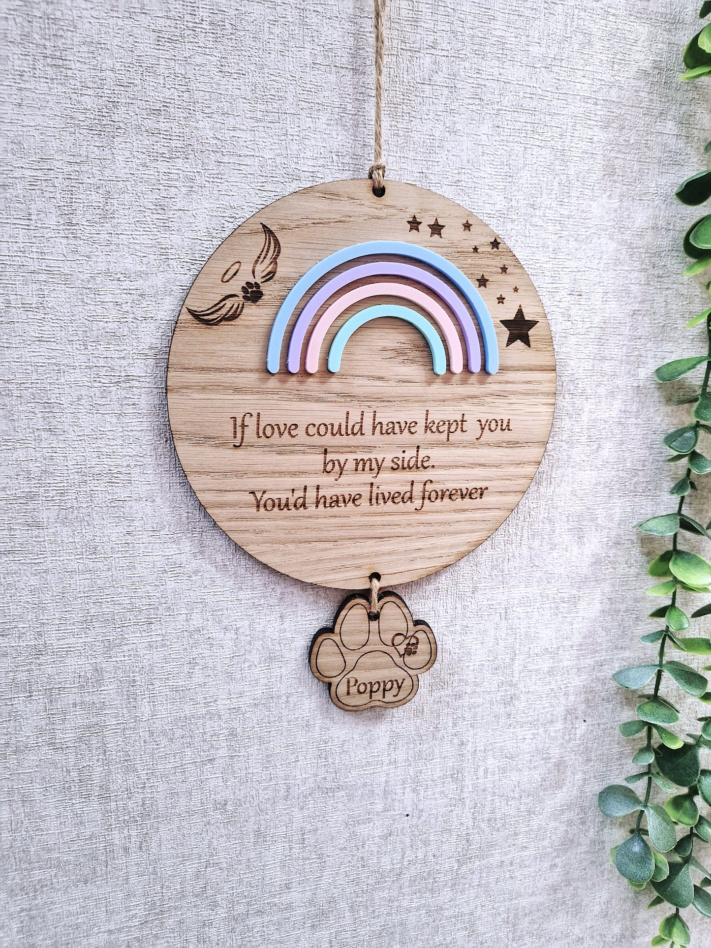 Personalised Rainbow pet memorial
