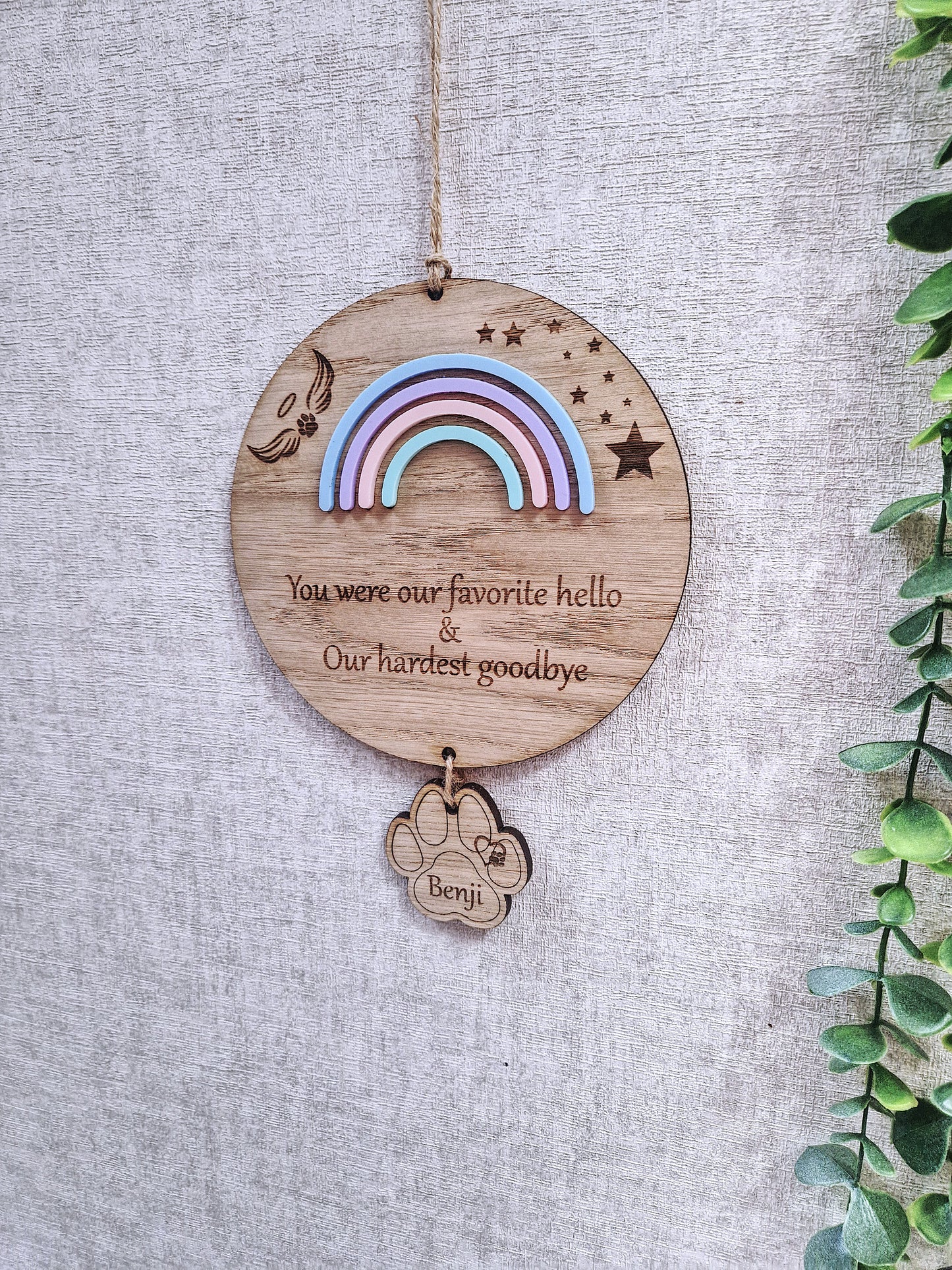Personalised Rainbow pet memorial