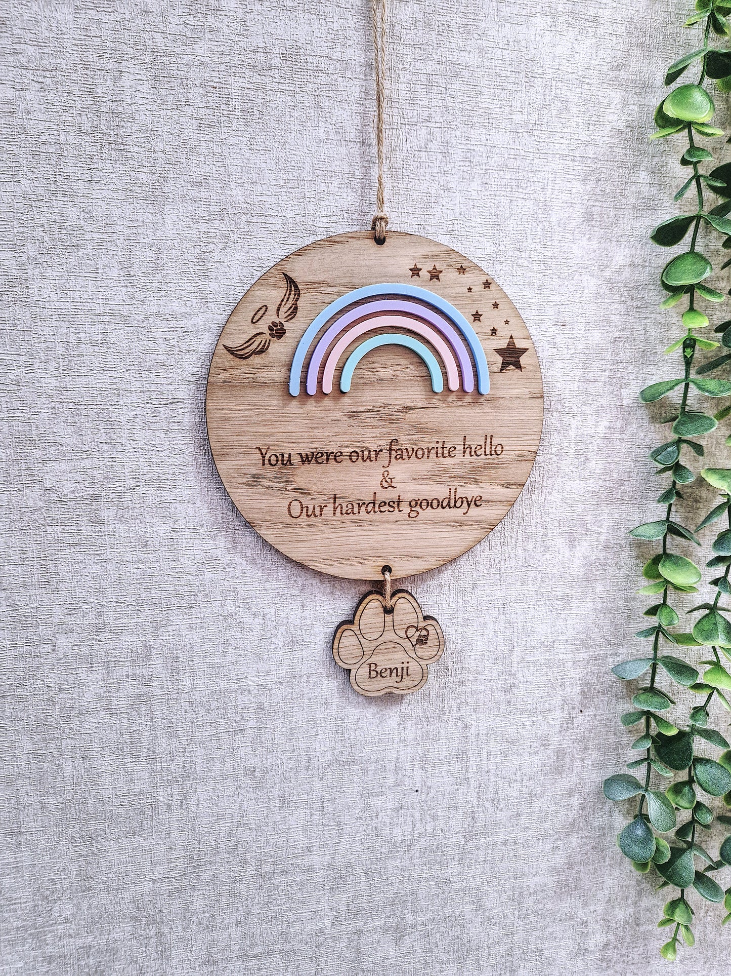 Personalised Rainbow pet memorial