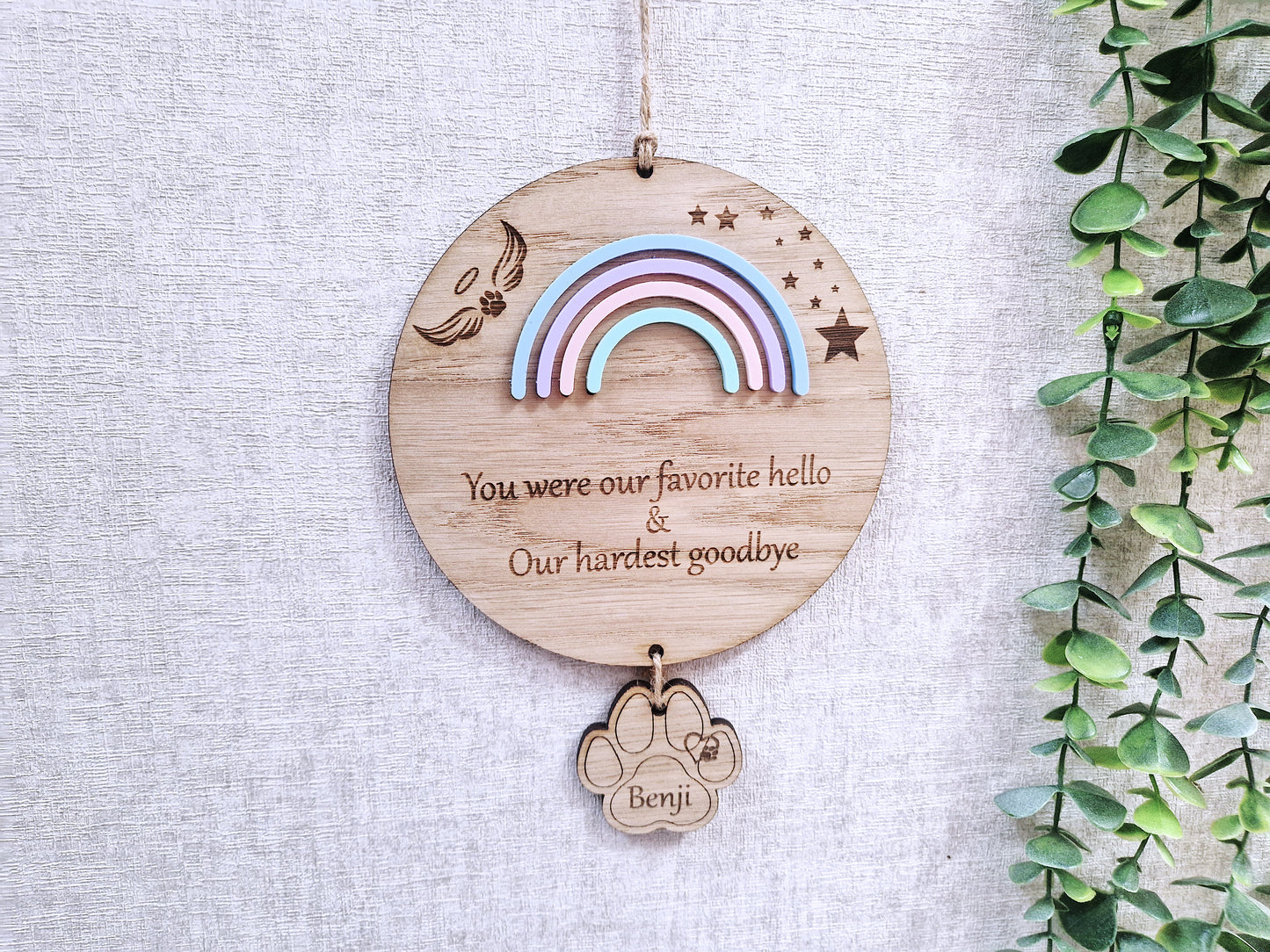 Personalised Rainbow pet memorial