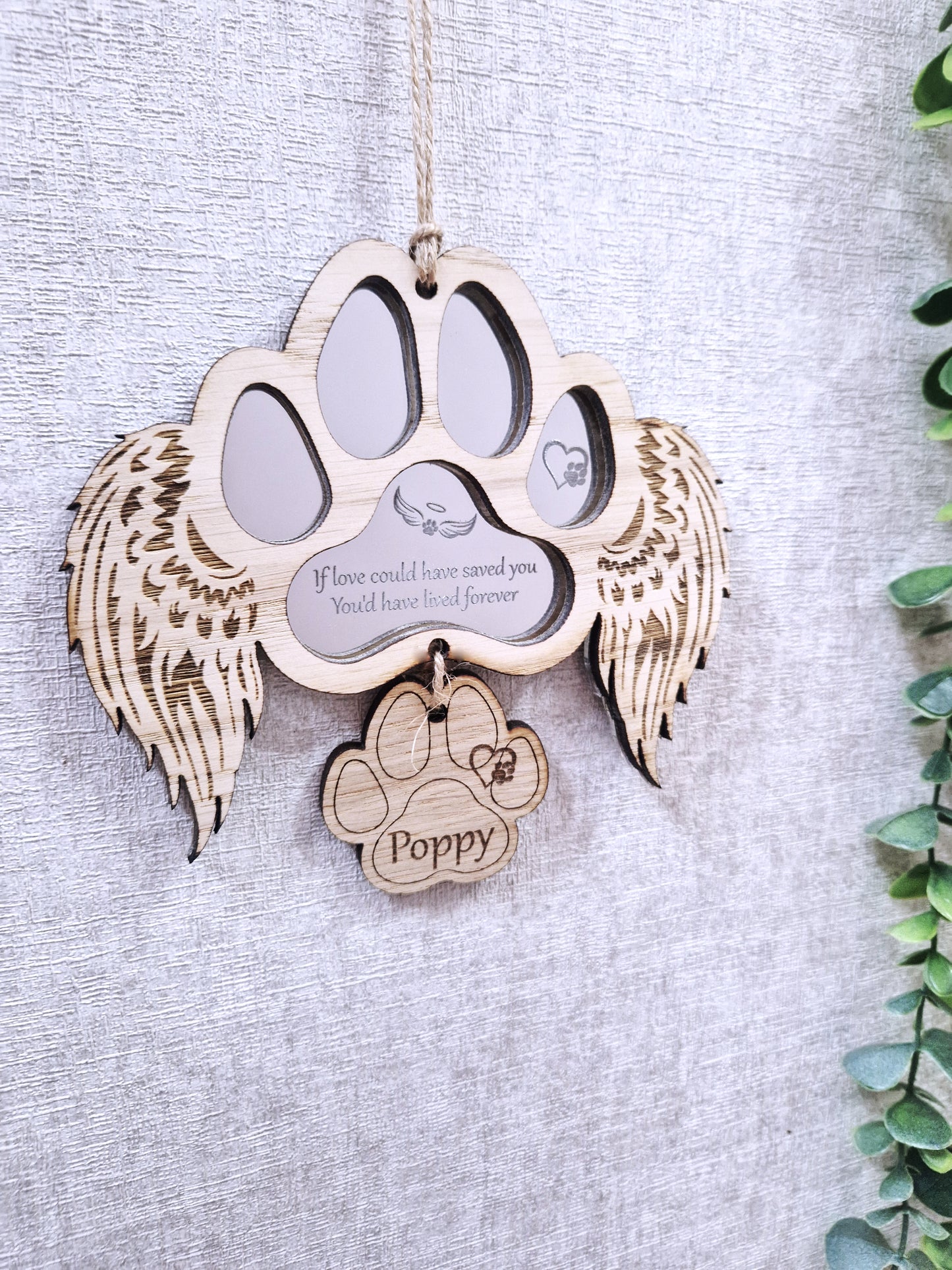 Personalised paw pet memorial
