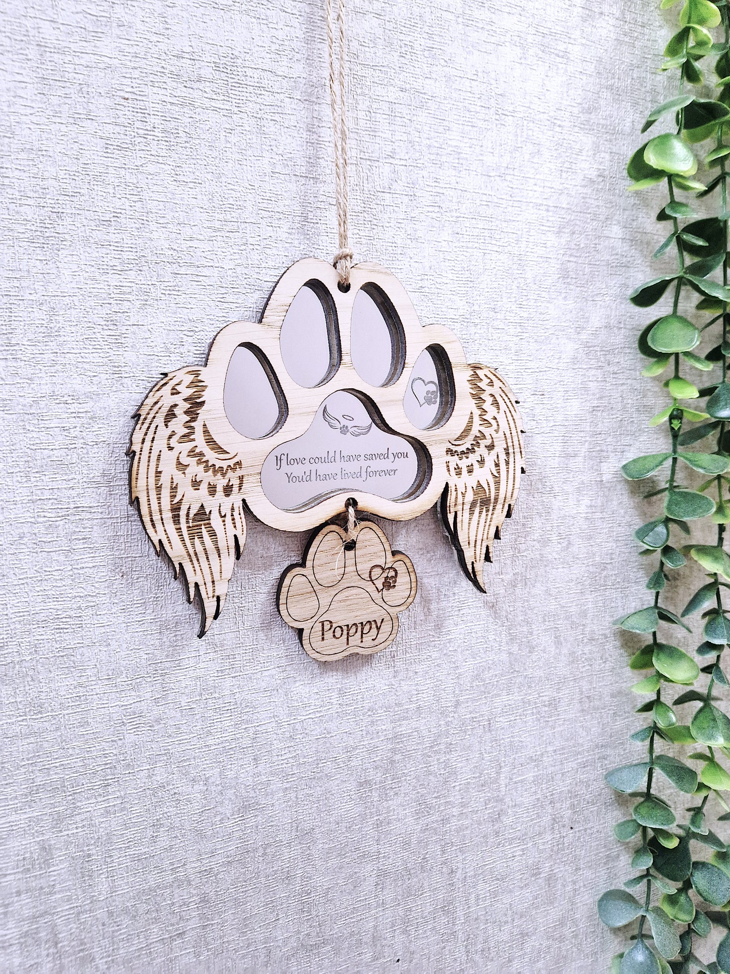 Personalised paw pet memorial