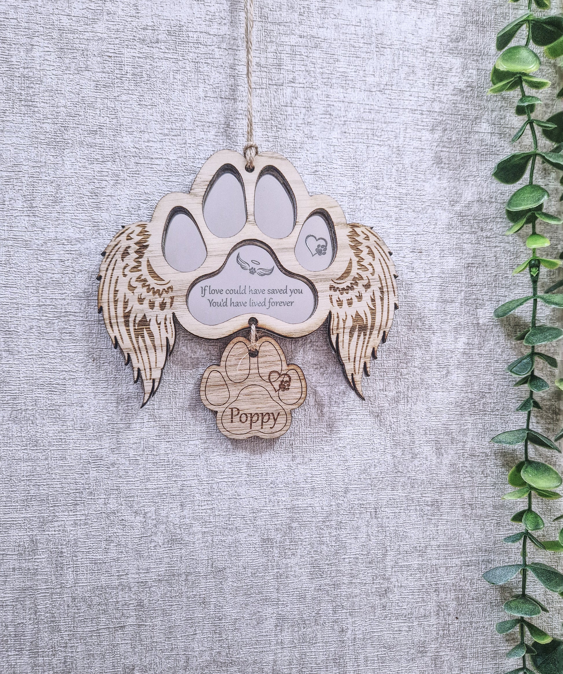 Personalised paw pet memorial