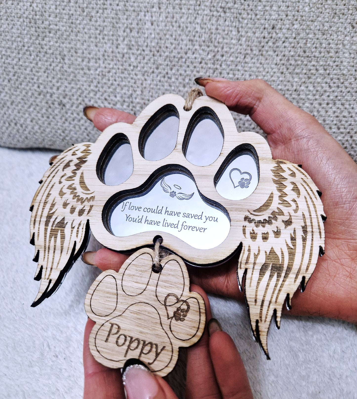 Personalised paw pet memorial