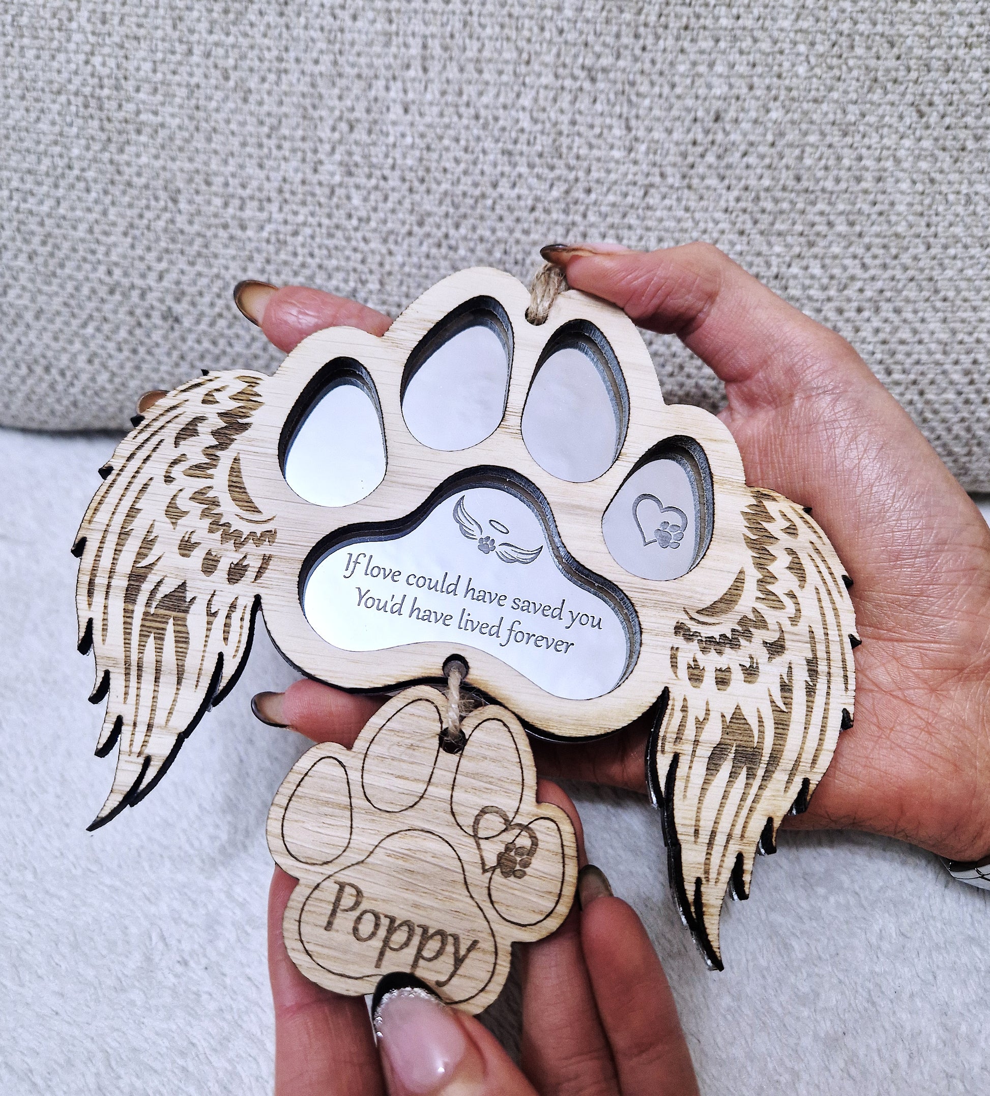 Personalised paw pet memorial