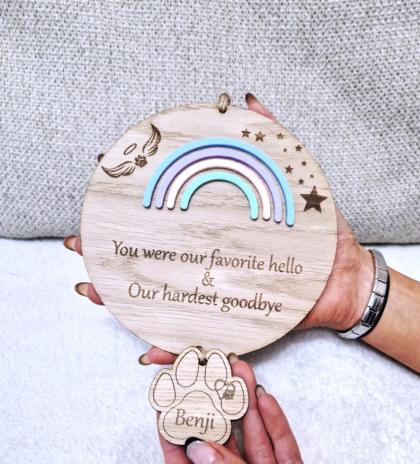 Personalised Rainbow pet memorial
