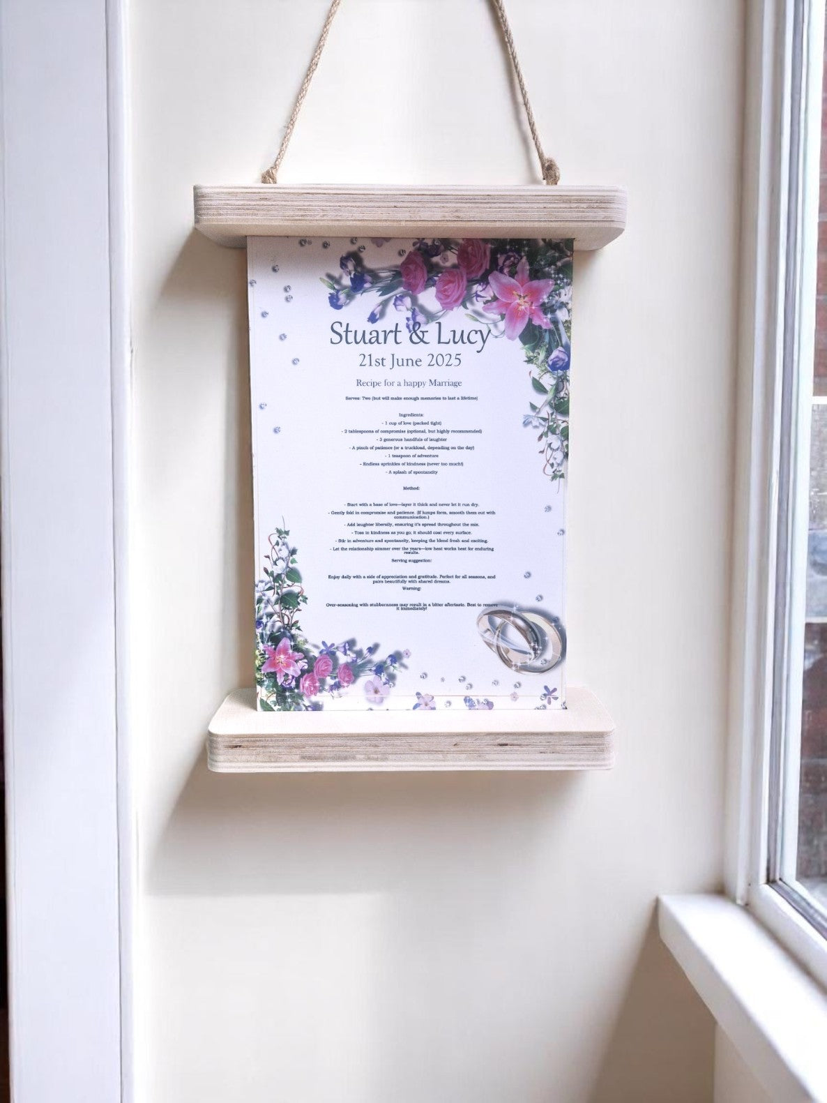 Recipe for a happy marriage wall plaque