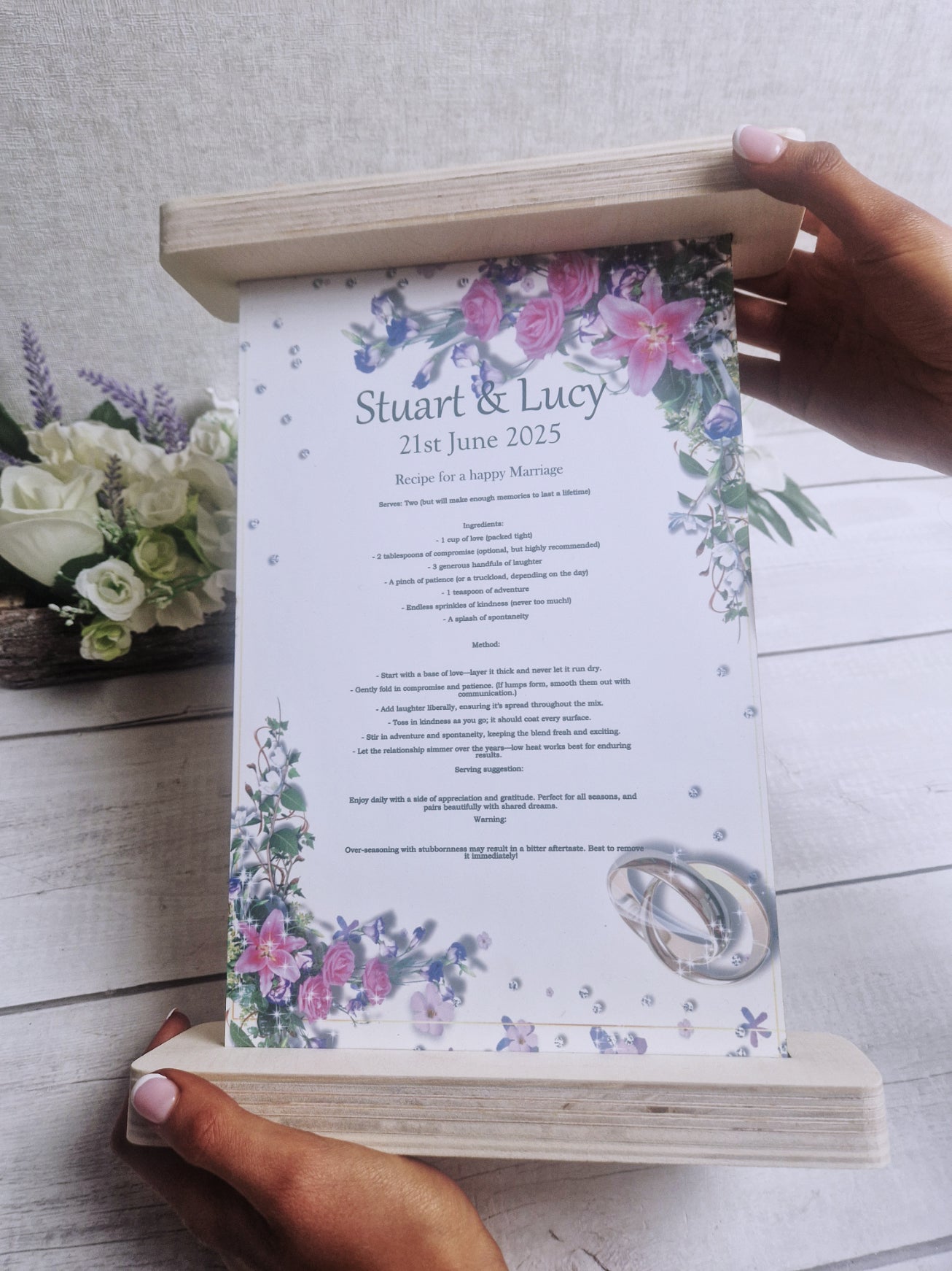 Recipe for a happy marriage wall plaque