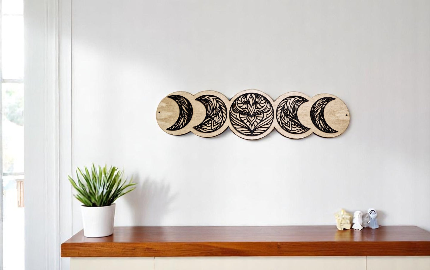 Geometric moon phase wall art