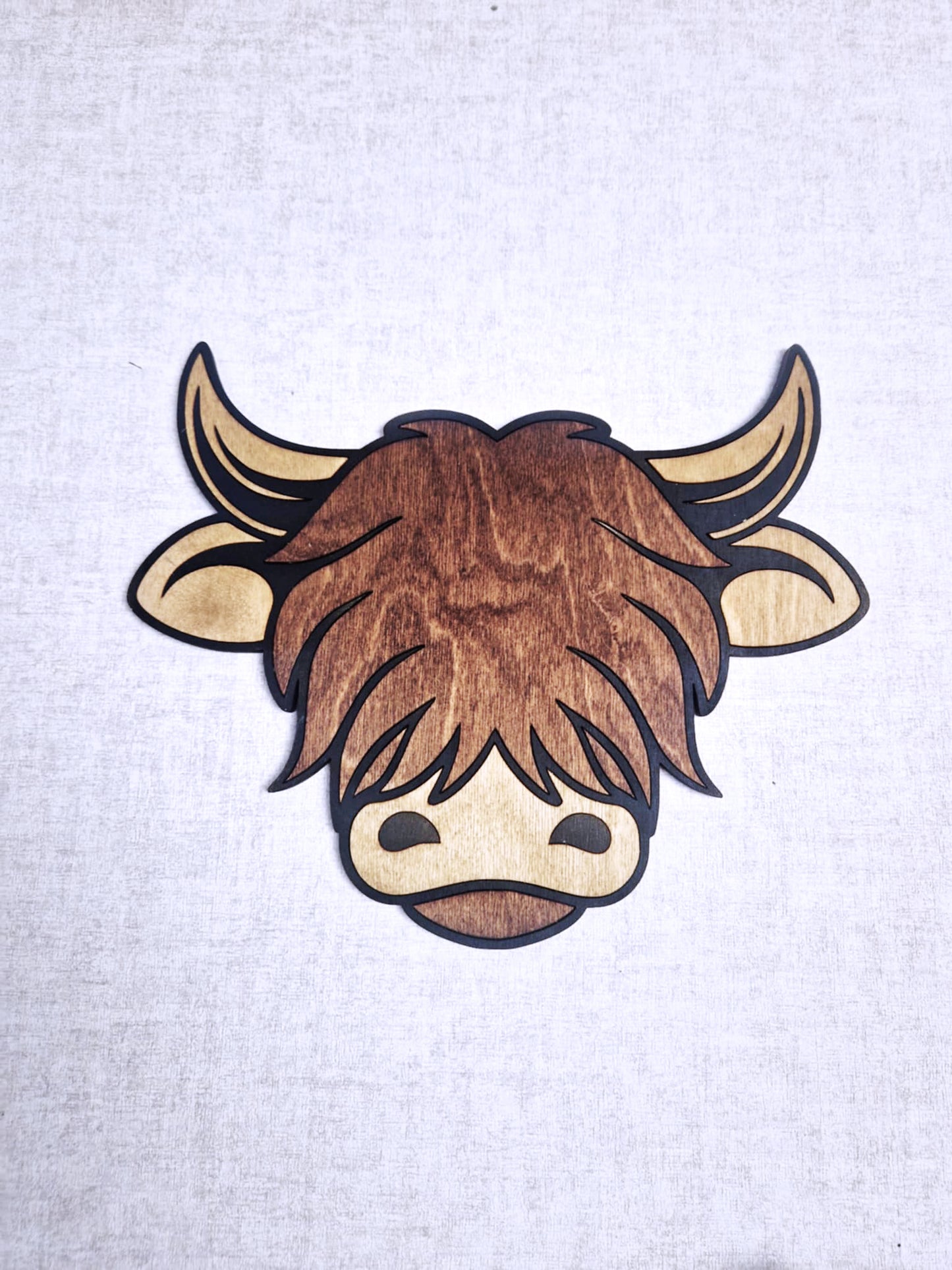 Wooden Highland cow wall art
