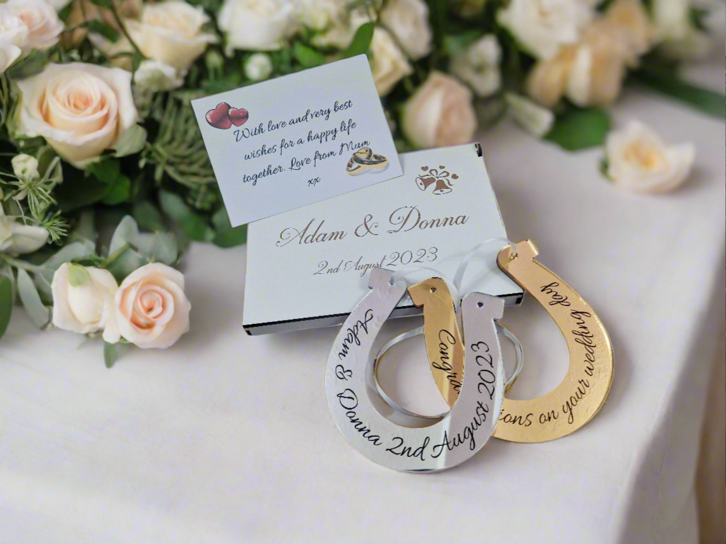 Personalised acrylic wedding double horse shoe