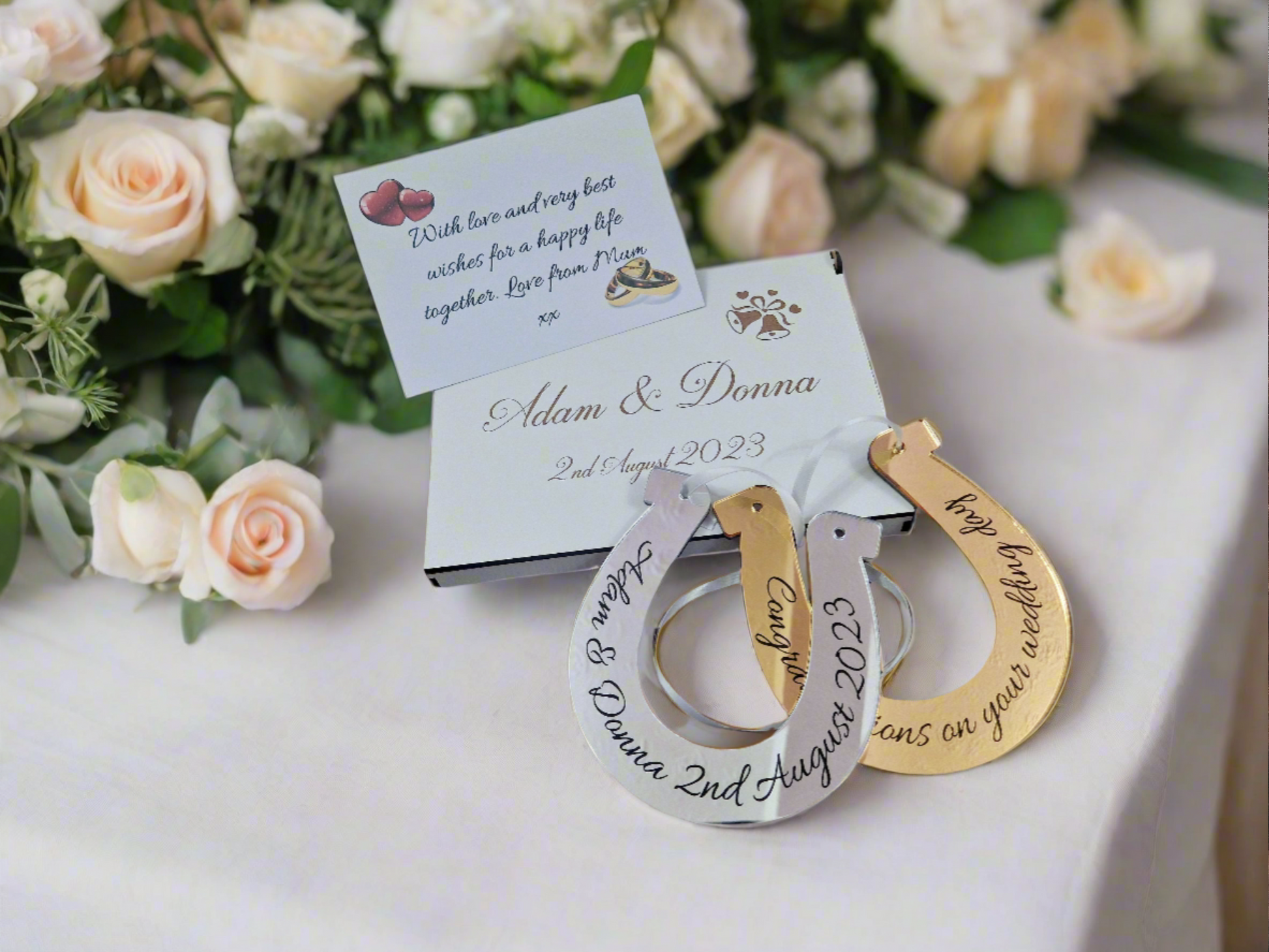 Personalised acrylic wedding double horse shoe