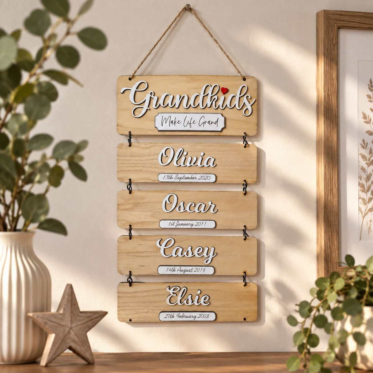 Grandchildren's Wooden Birthday Reminder Plaque