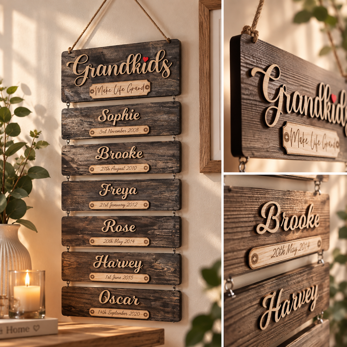 Personalised Wooden Grandkids Birthday Reminder Plaque