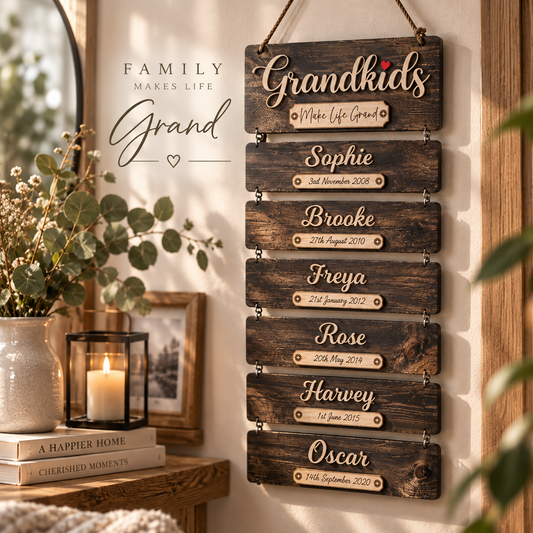 Personalised Wooden Grandkids Birthday Reminder Plaque