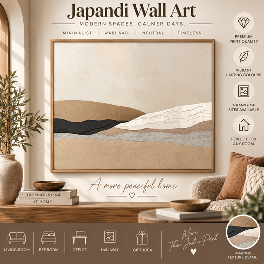 Japandi Abstract Landscape Print – Neutral Wabi Sabi Wall Art
