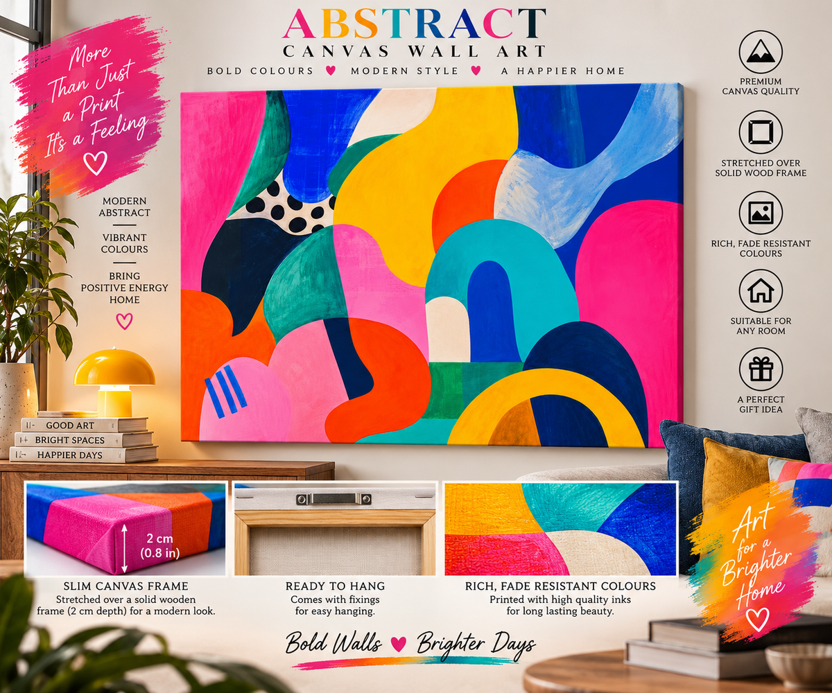 Colourful Abstract Canvas Wall Art – Bold Modern Dopamine Decor Print