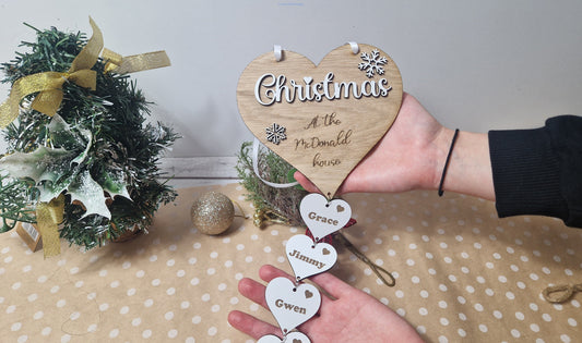 Personalised Christmas family wall ornament
