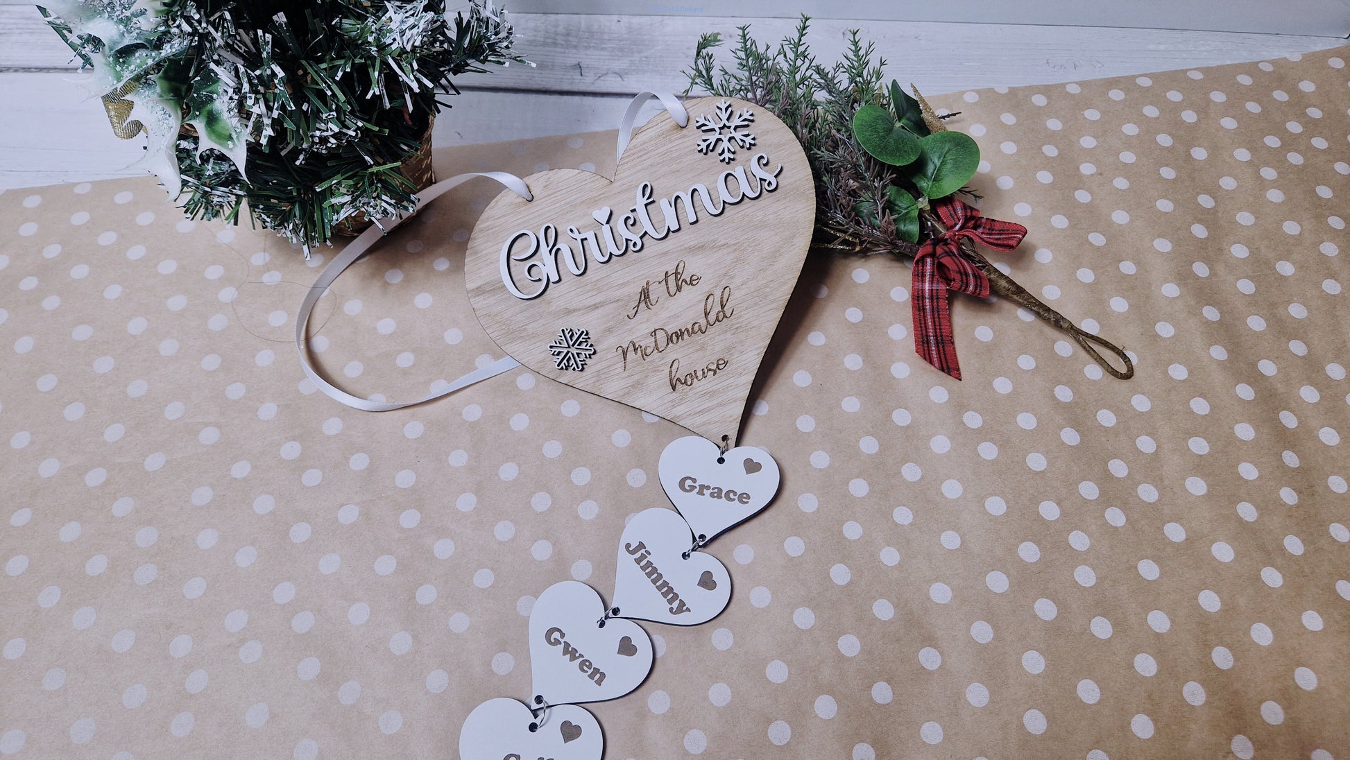 Personalised Christmas family wall ornament