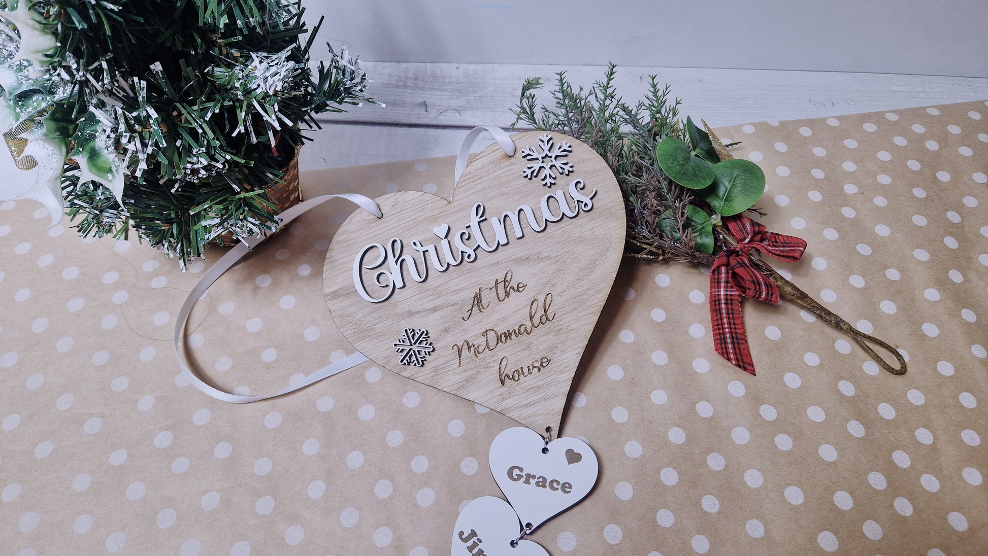 Personalised Christmas family wall ornament
