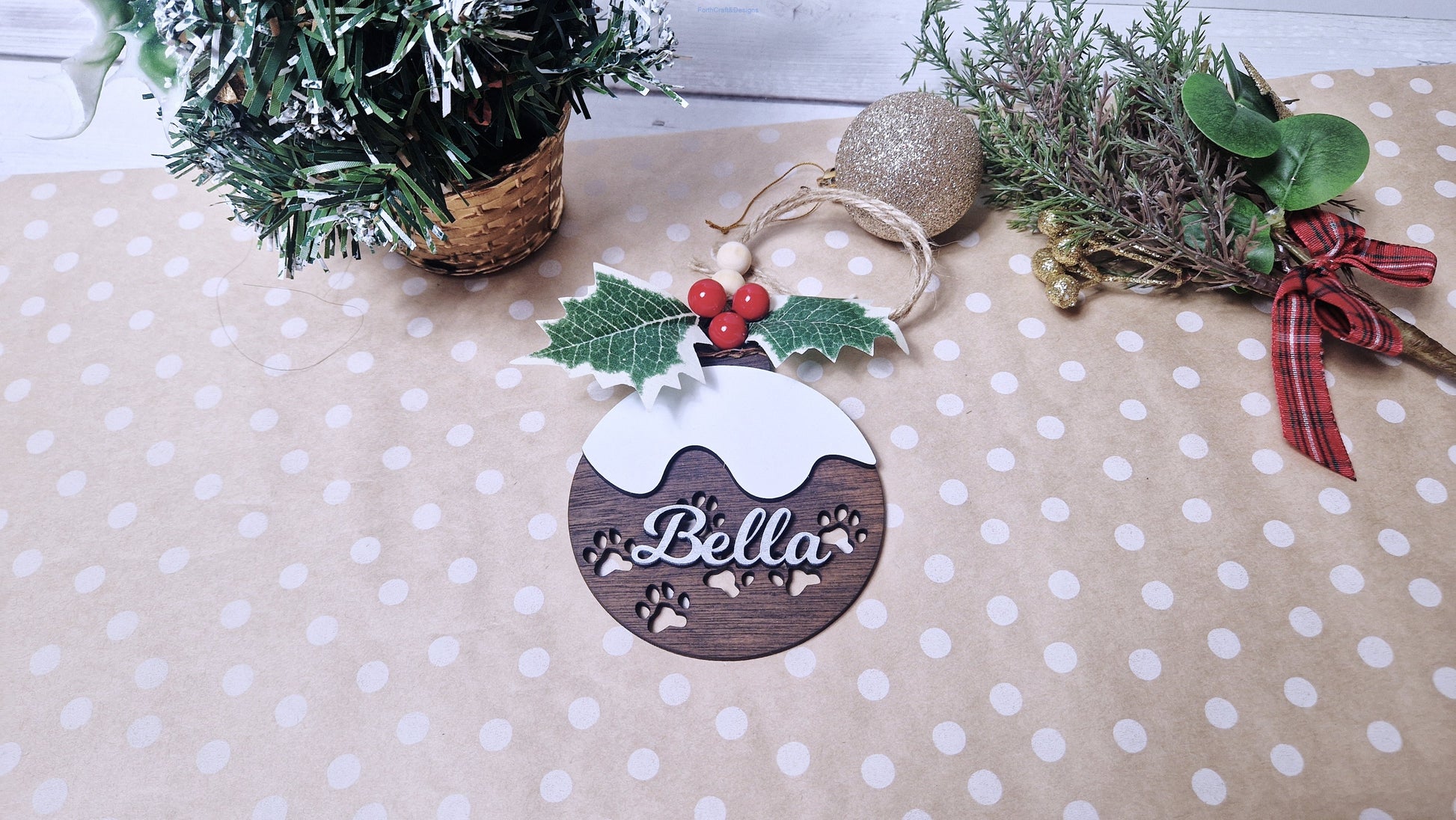 Personalised dog Christmas tree bauble