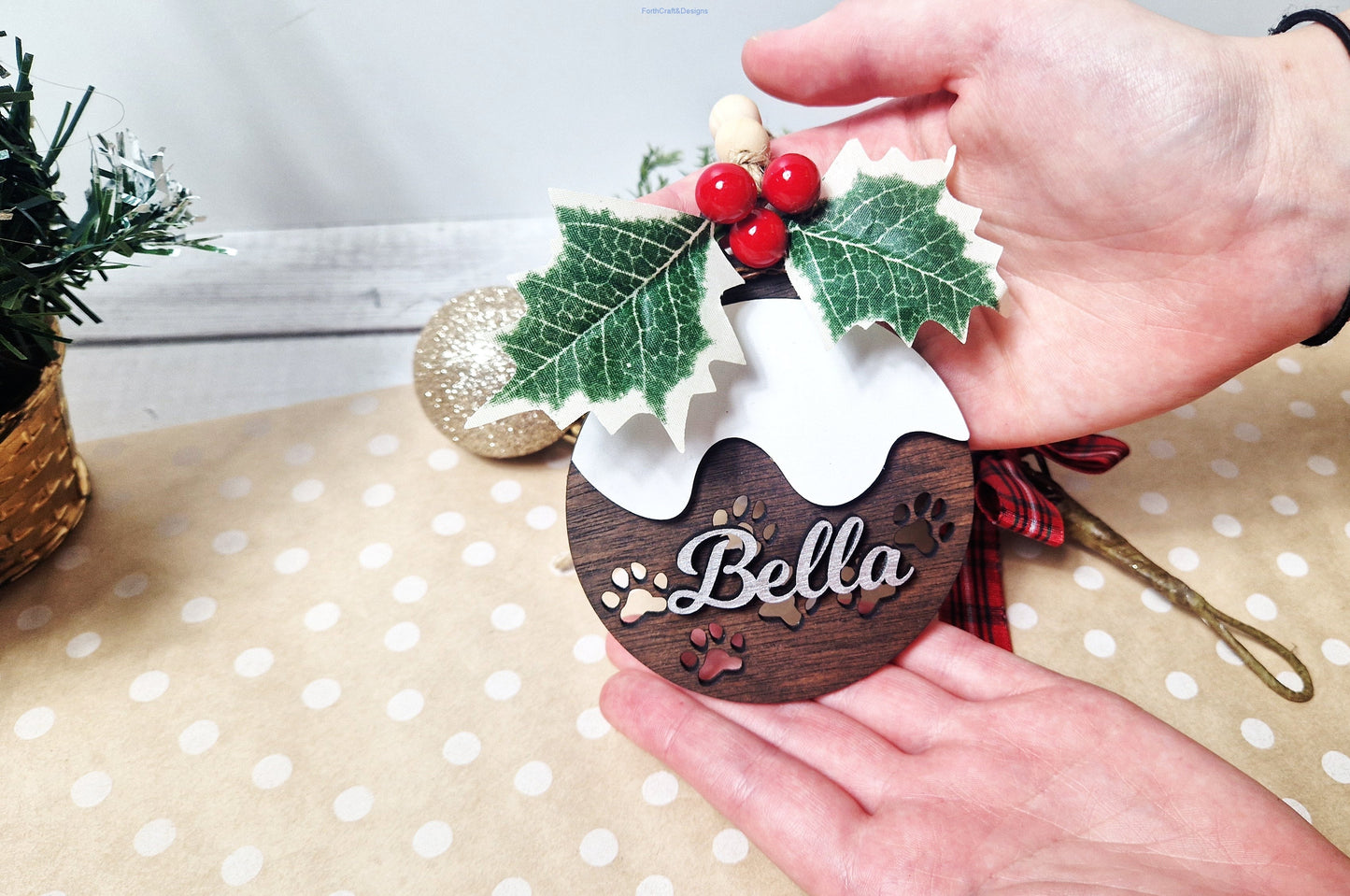 Personalised dog Christmas tree bauble