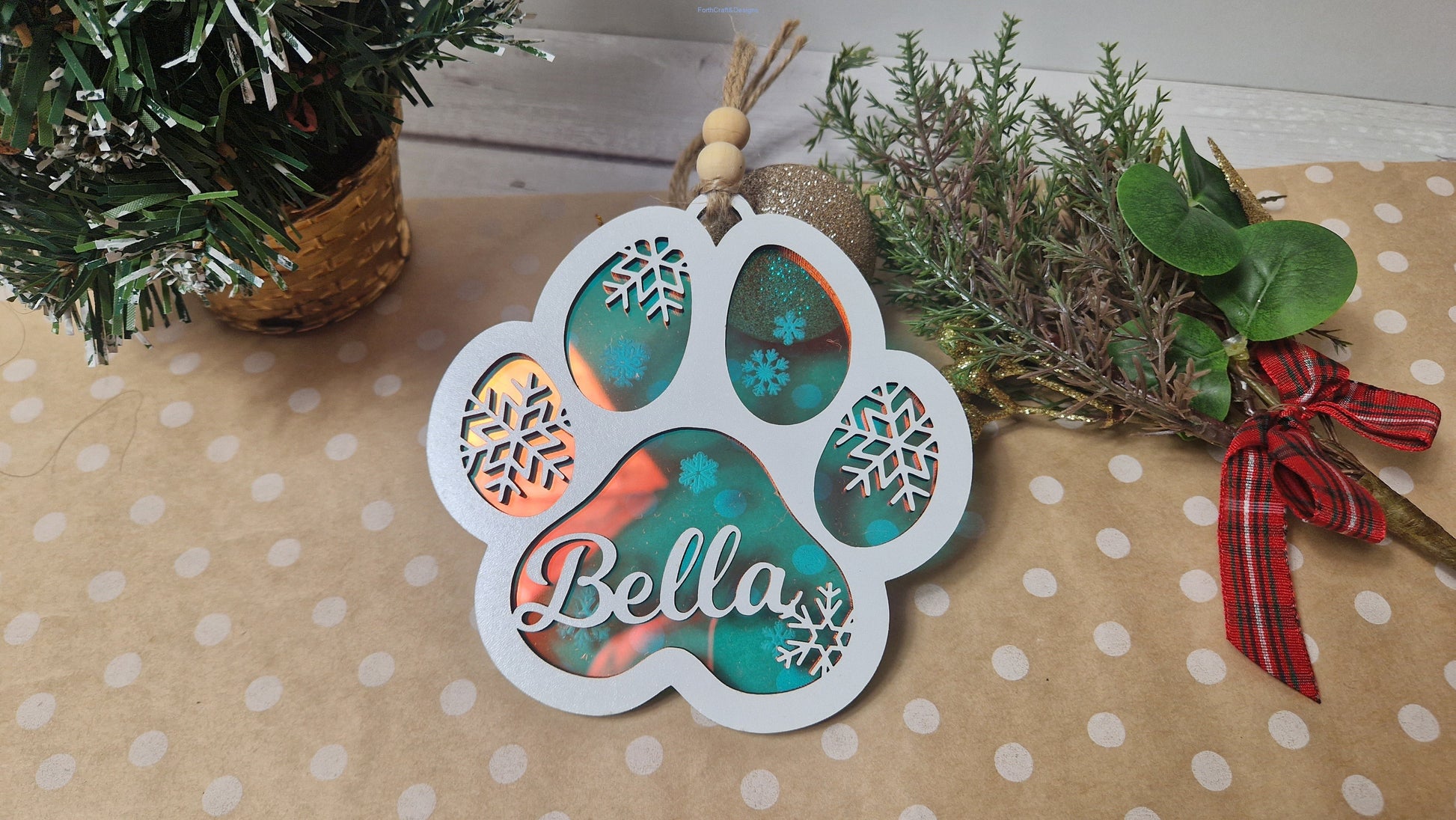Personalised dog Christmas tree bauble