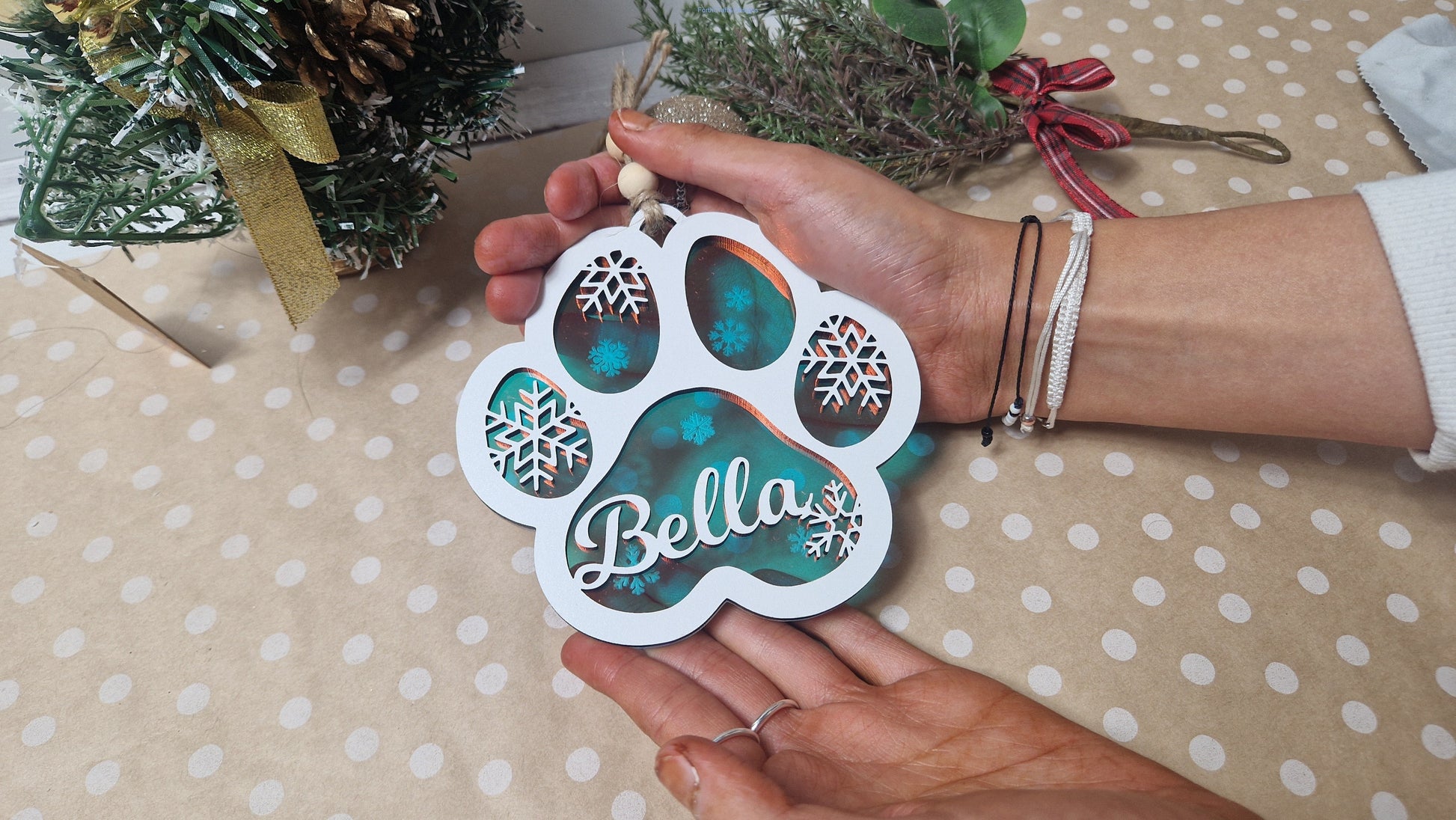 Personalised dog Christmas tree bauble