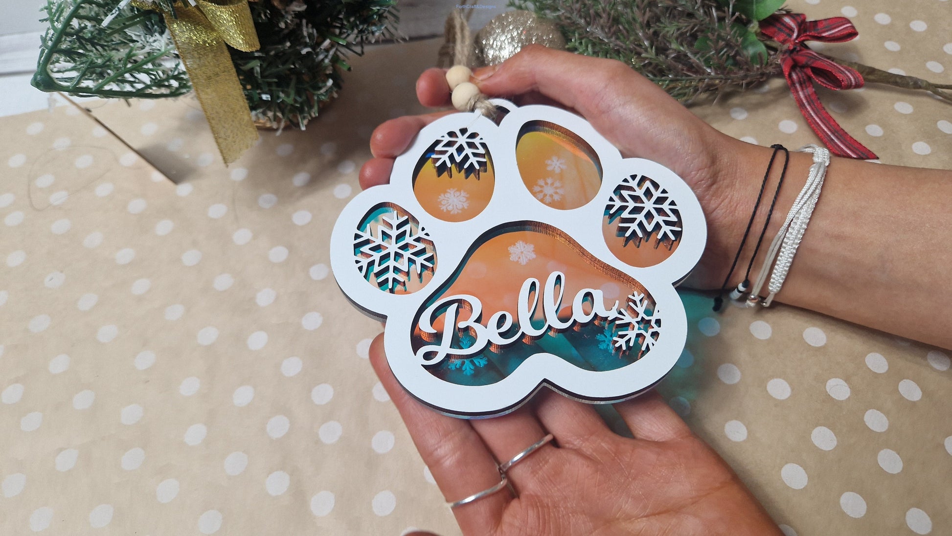 Personalised dog Christmas tree bauble
