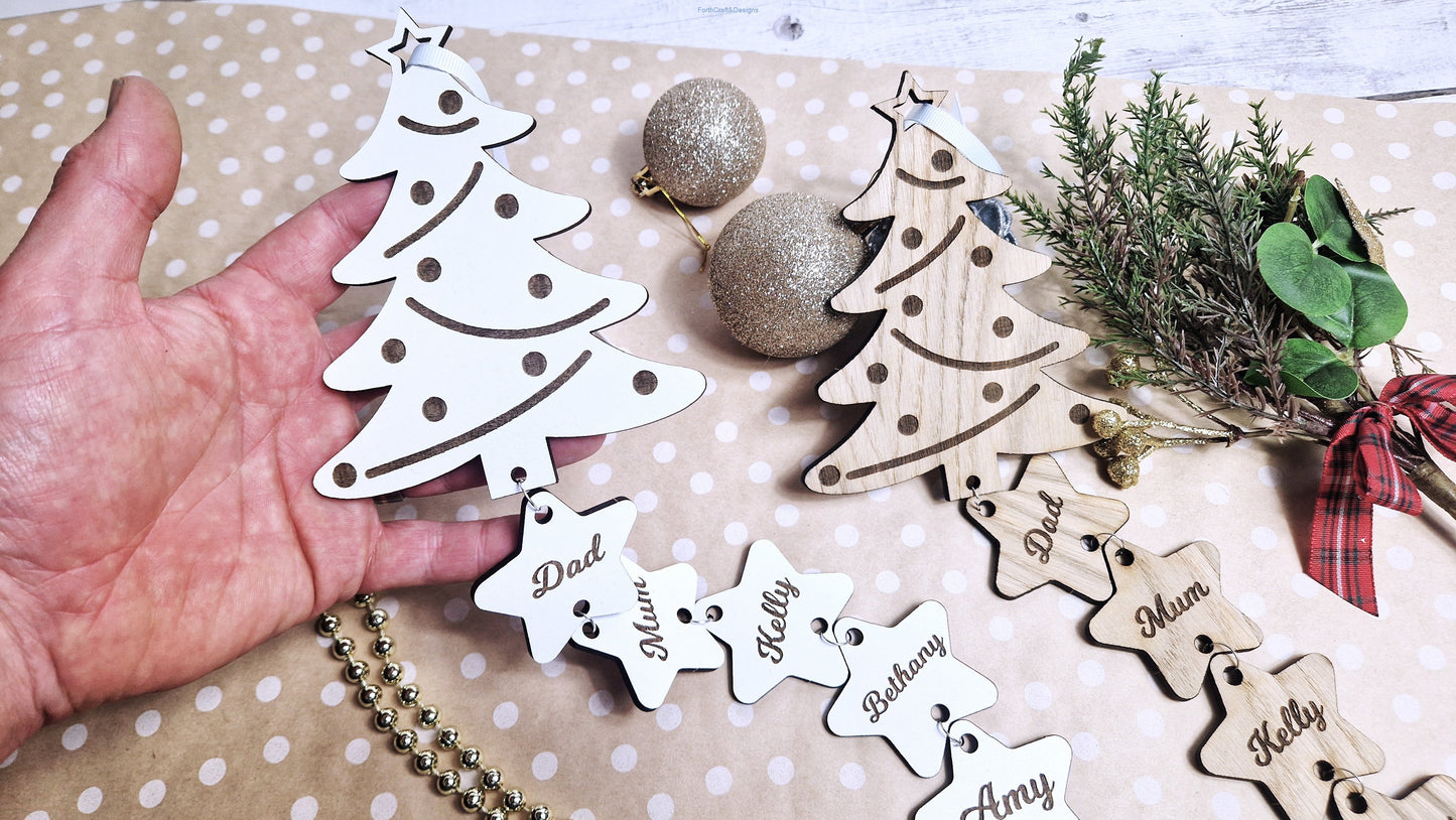 Personalised Christmas tree wall hanging.