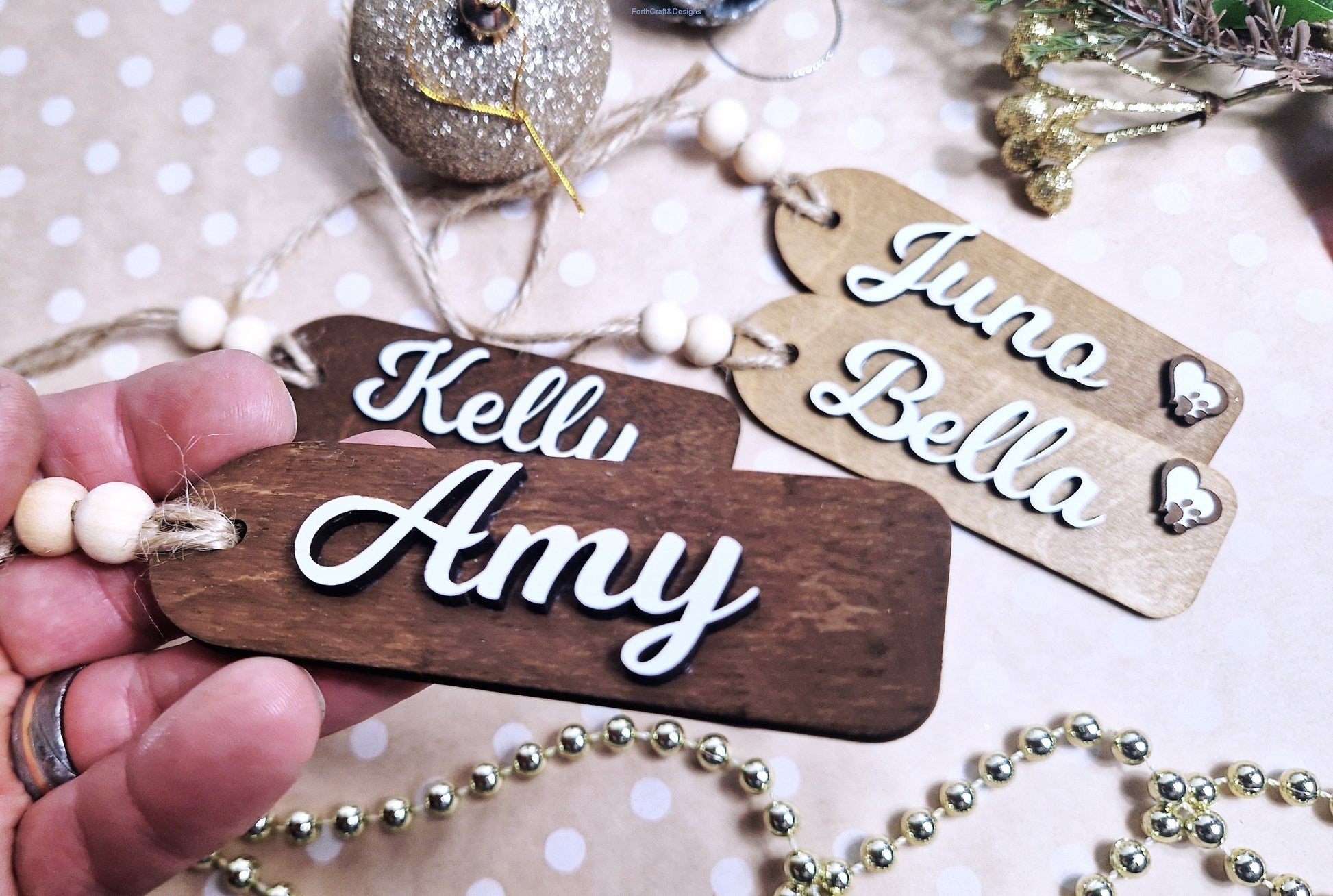 Christmas wooden personalised gift tags